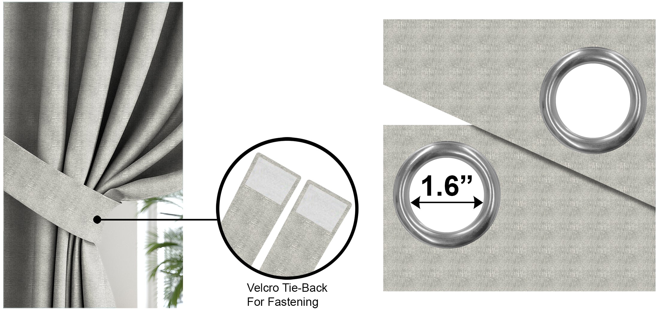 SUNBLOCK SLUBBY GREY PRINTED BLACKOUT CURTAIN