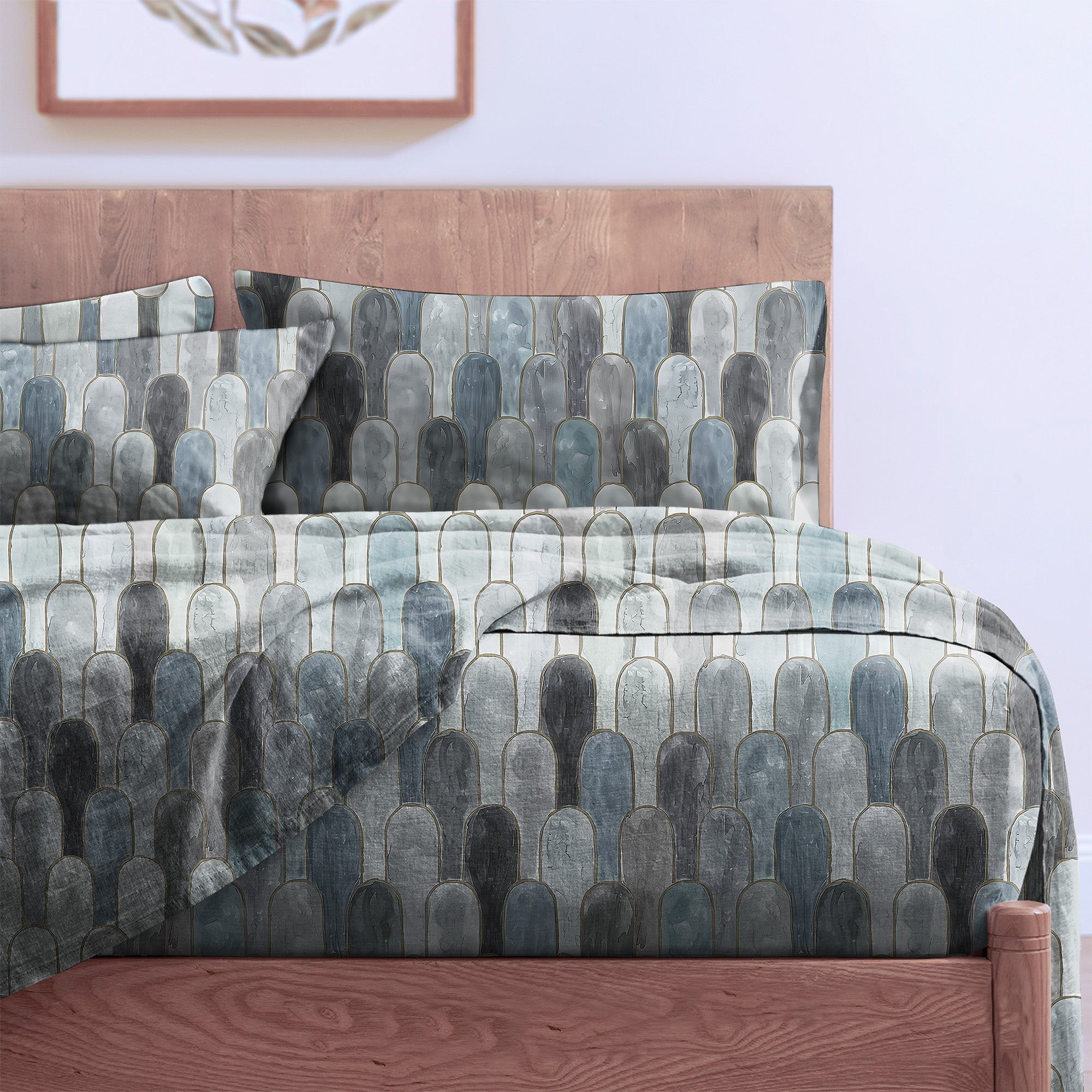 NICOBAR GREY BEDSHEET FOR DOUBLE BED WITH 2 PILLOWCOVERS KING SIZE (104" X 90")