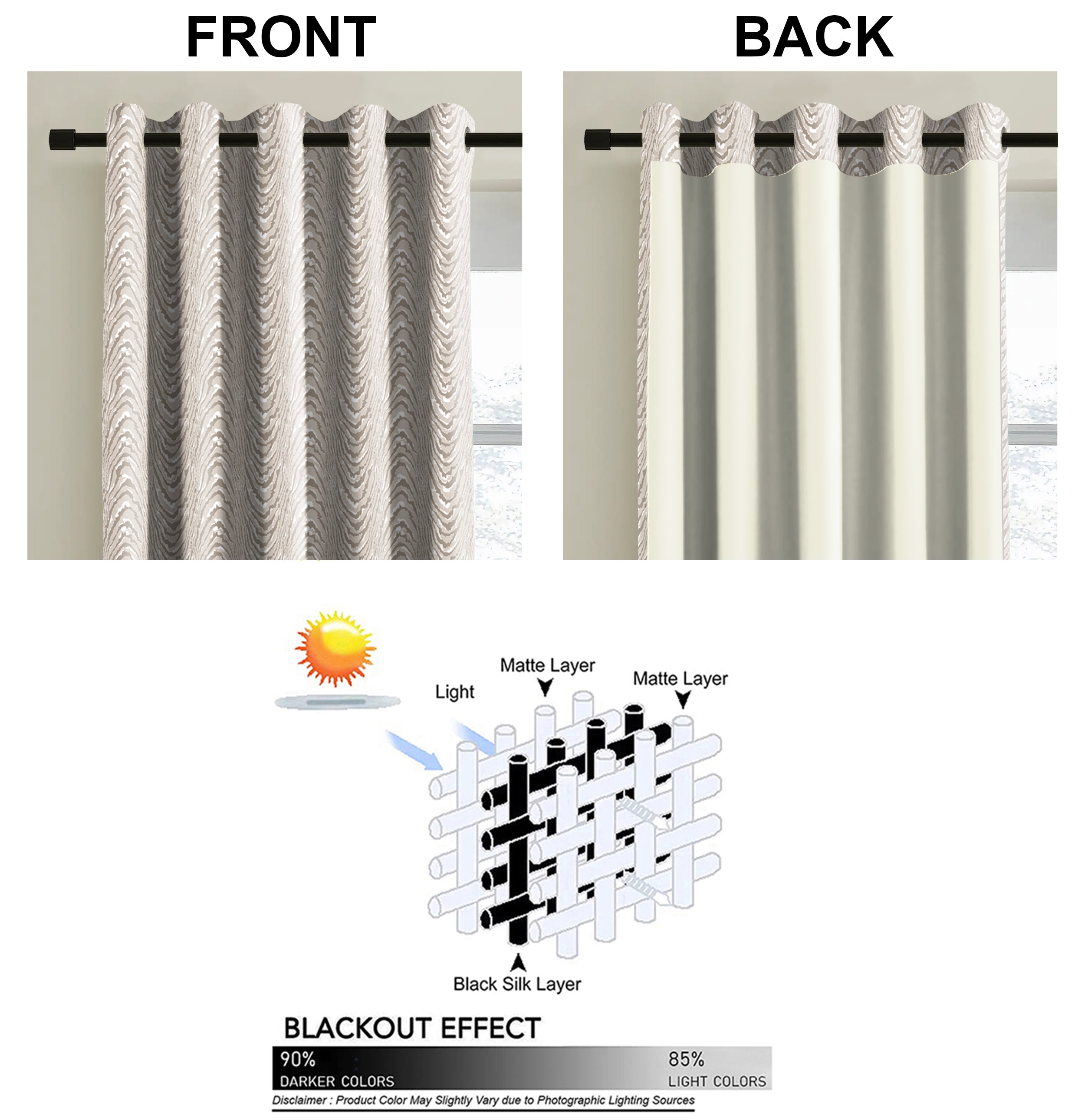 MOIRE ALMOND PRINTED BLACKOUT CURTAIN