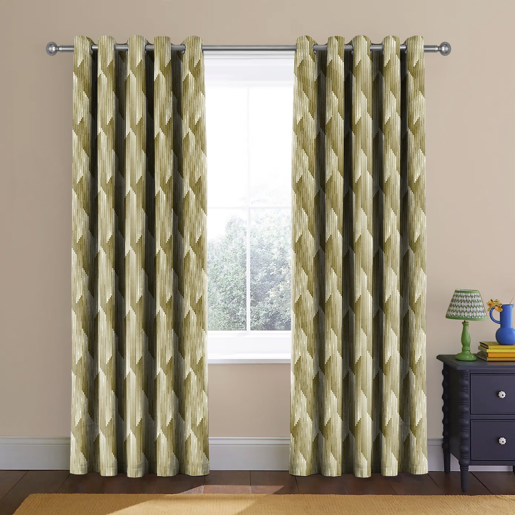 OSLO GREEN PRINTED BLACKOUT CURTAINS