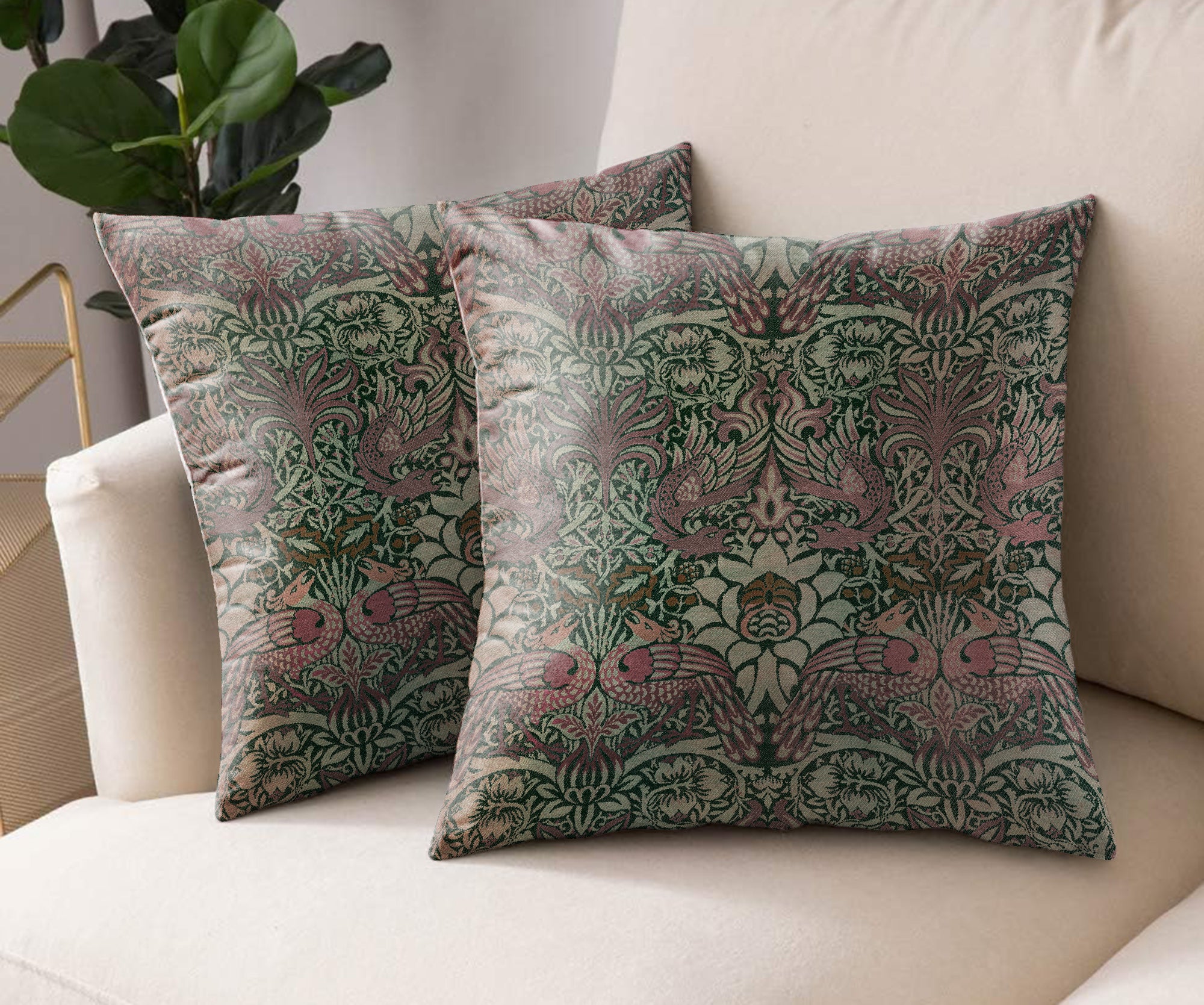 FIONA GREEN DIGITAL PRINTED CUSHION COVER (Pack of 2)