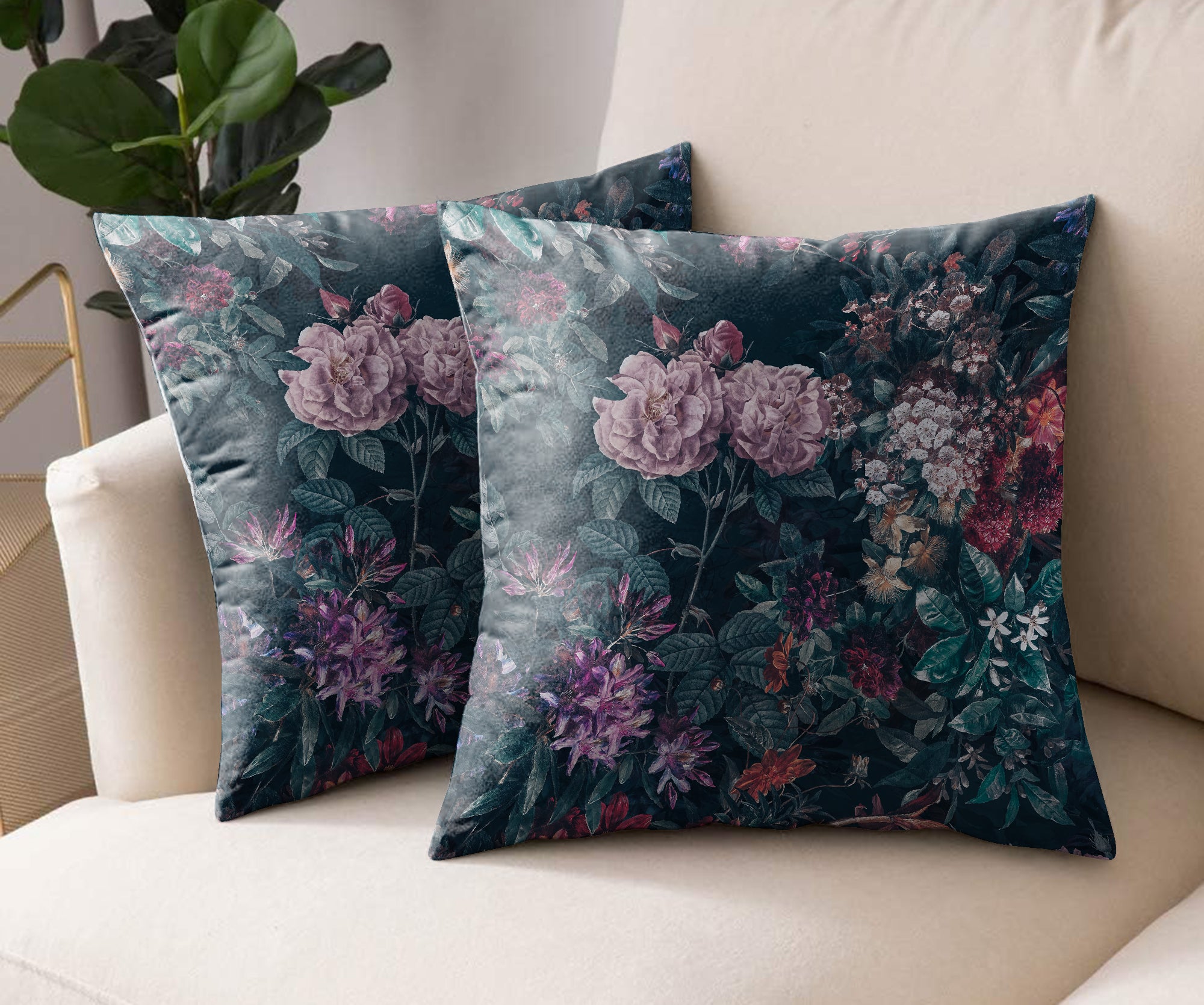 ROSE GREEN DIGITAL PRINTED CUSHION COVER (Pack of 2)