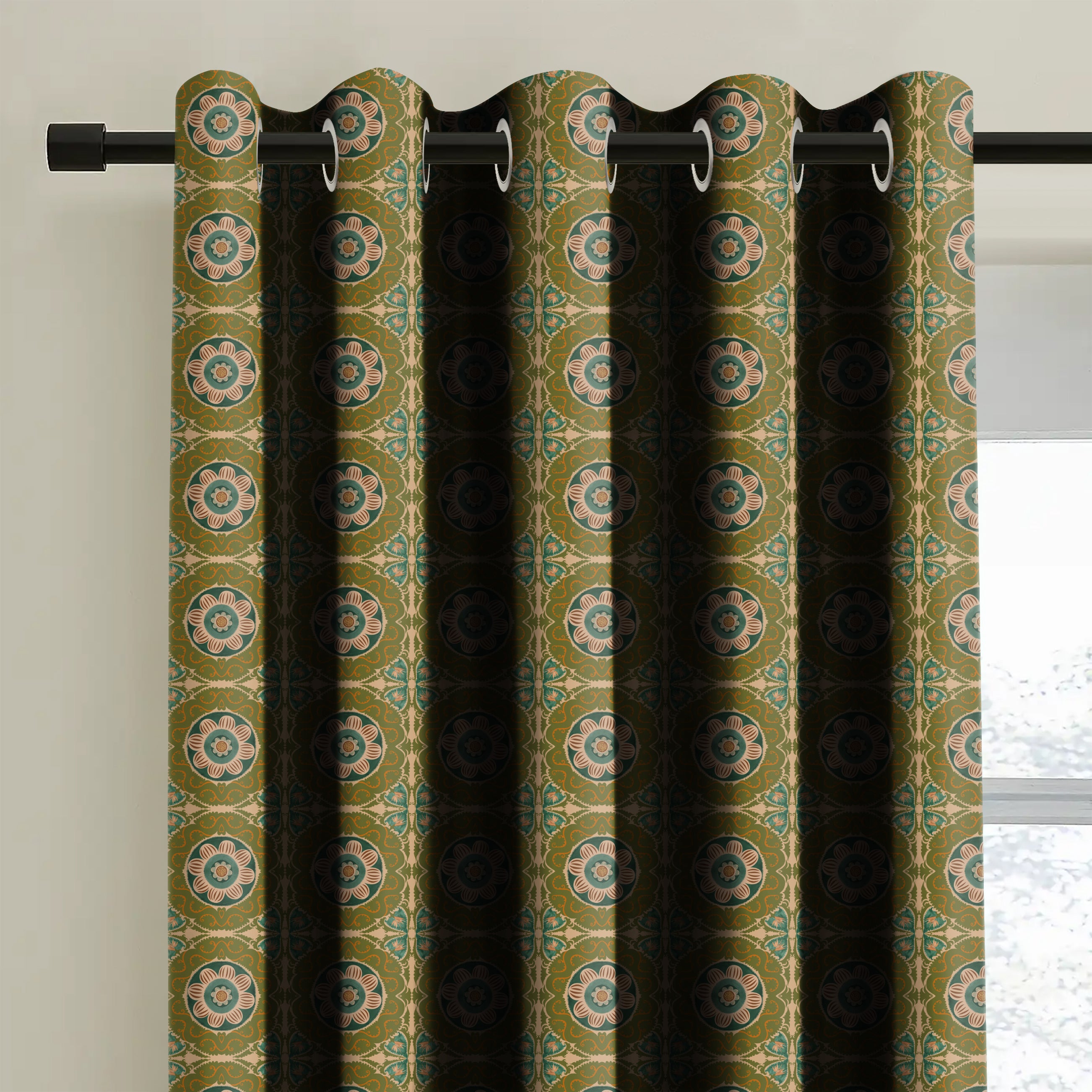 KASBAH-02 GREEN BLACKOUT CURTAIN