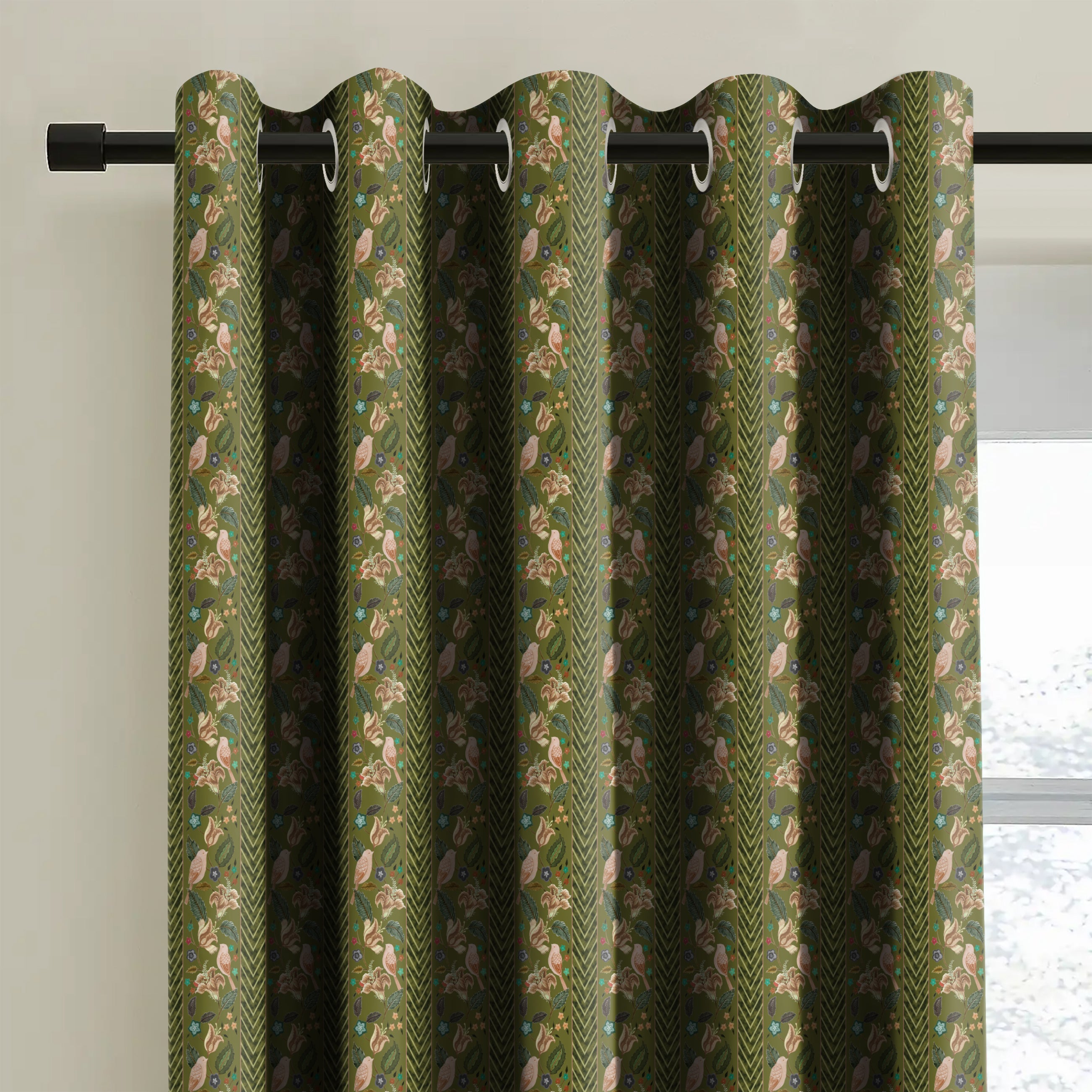 KASBAH-03 GREEN BLACKOUT CURTAIN