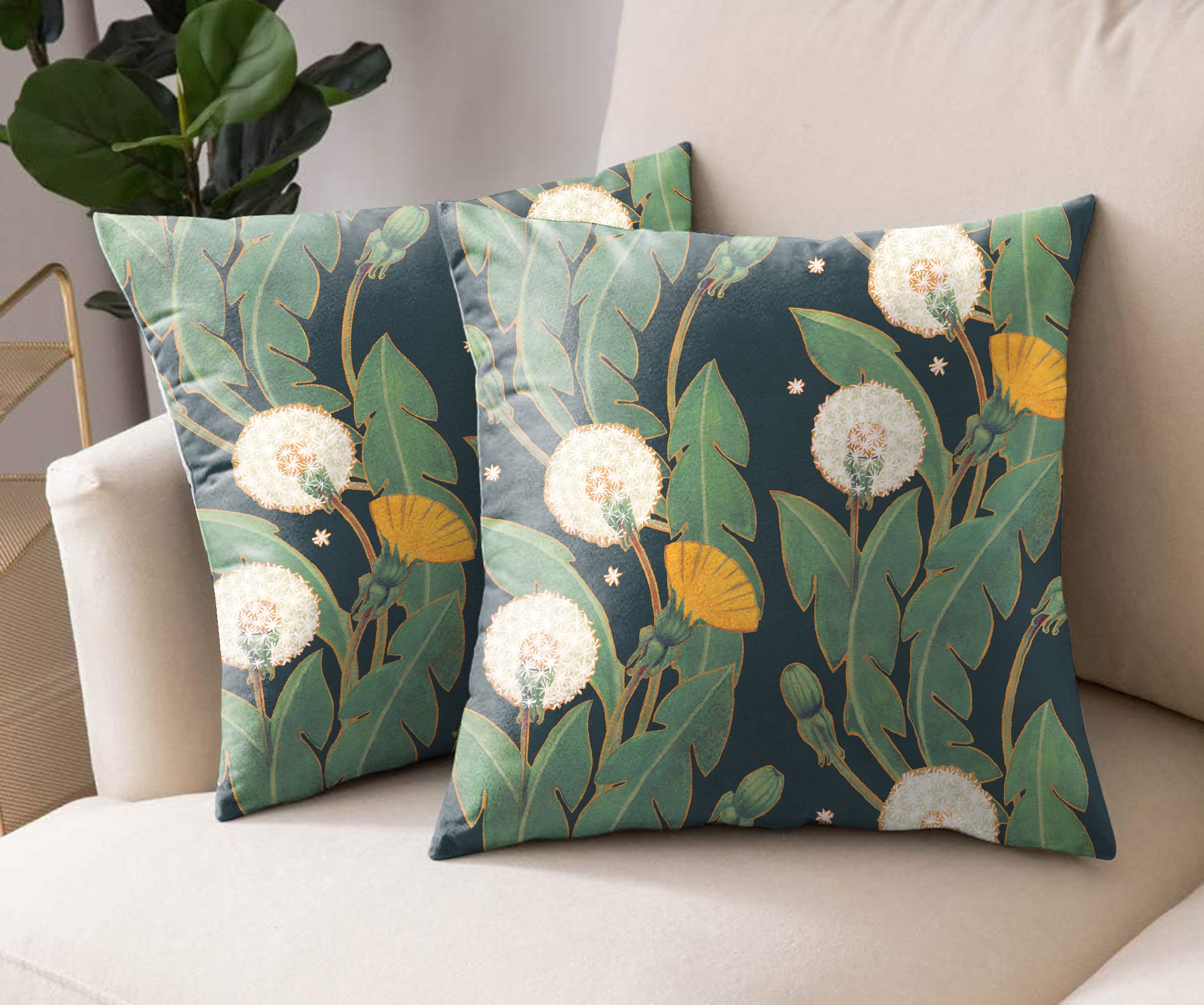 ZANZIBAR GREEN DIGITAL PRINTED CUSHION COVER (Pack of 2)