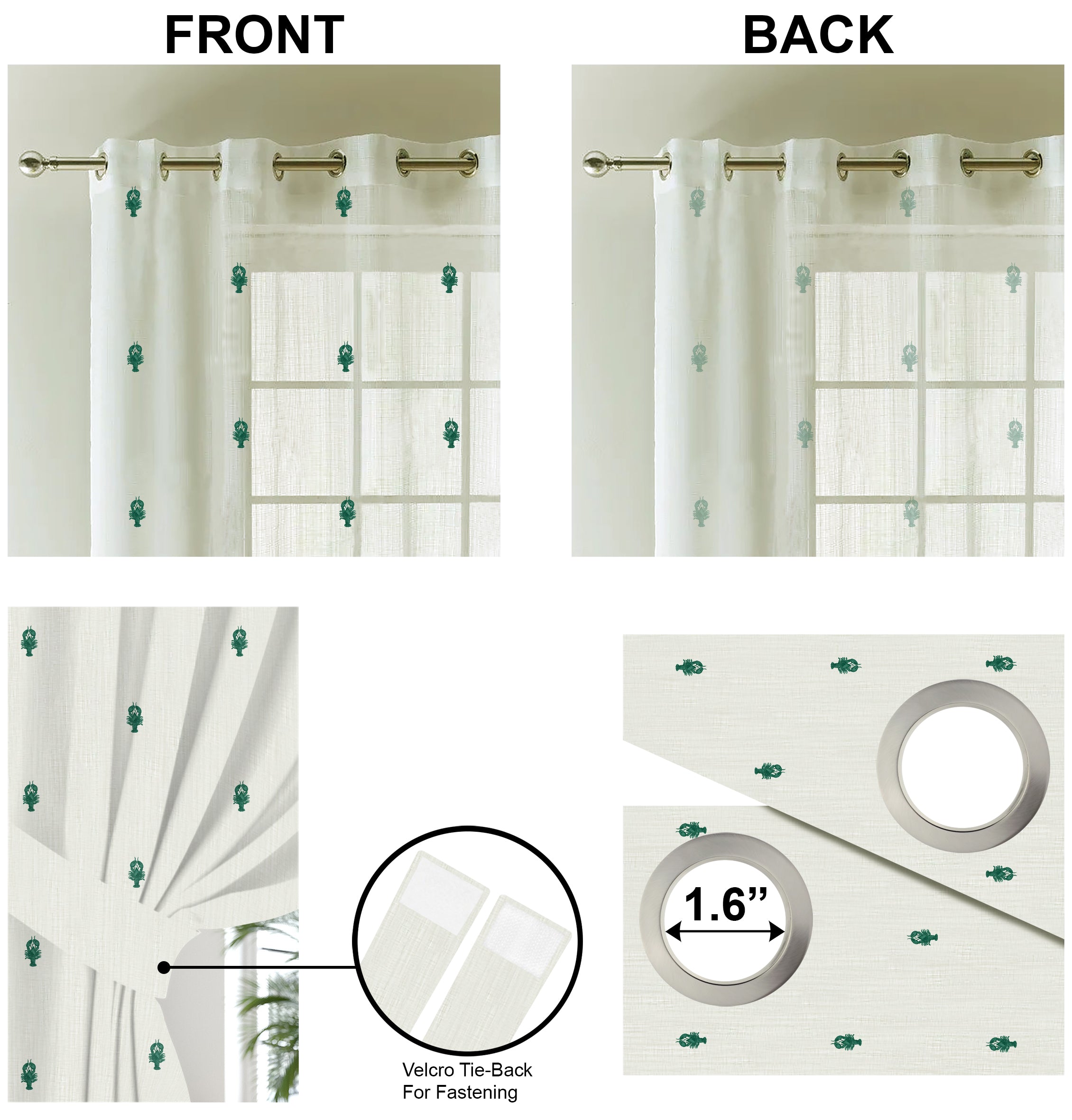 SCORPION GREEN PRINTED SHEER CURTAIN