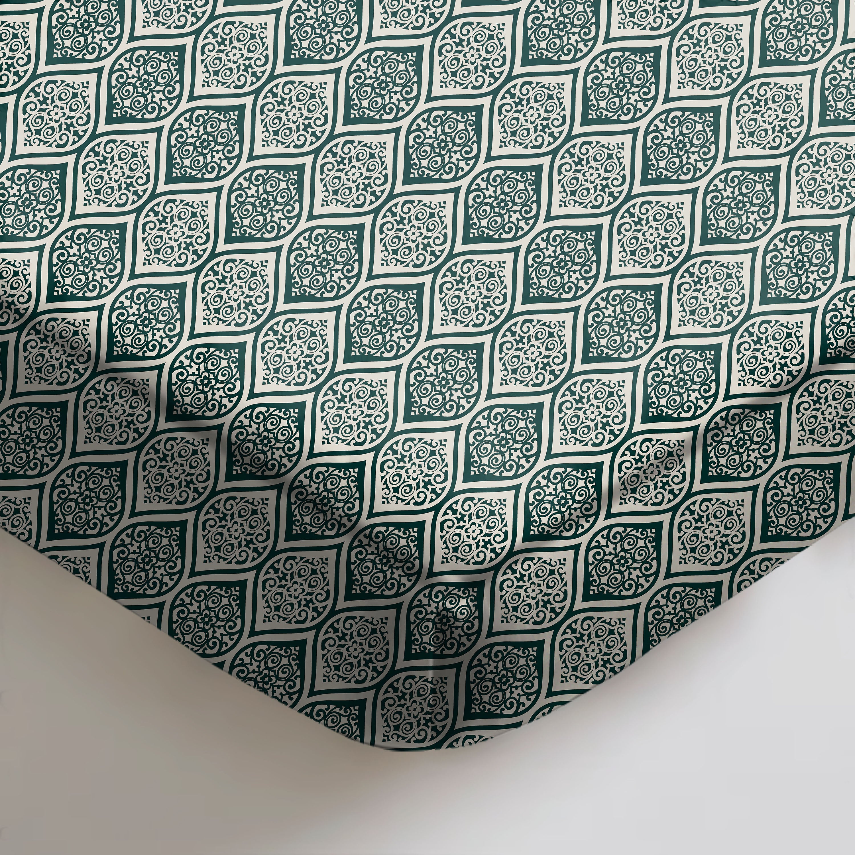 Manhattan Green Bedcover for Double Bed with 2 Pillow Covers King Size (104" X 90")