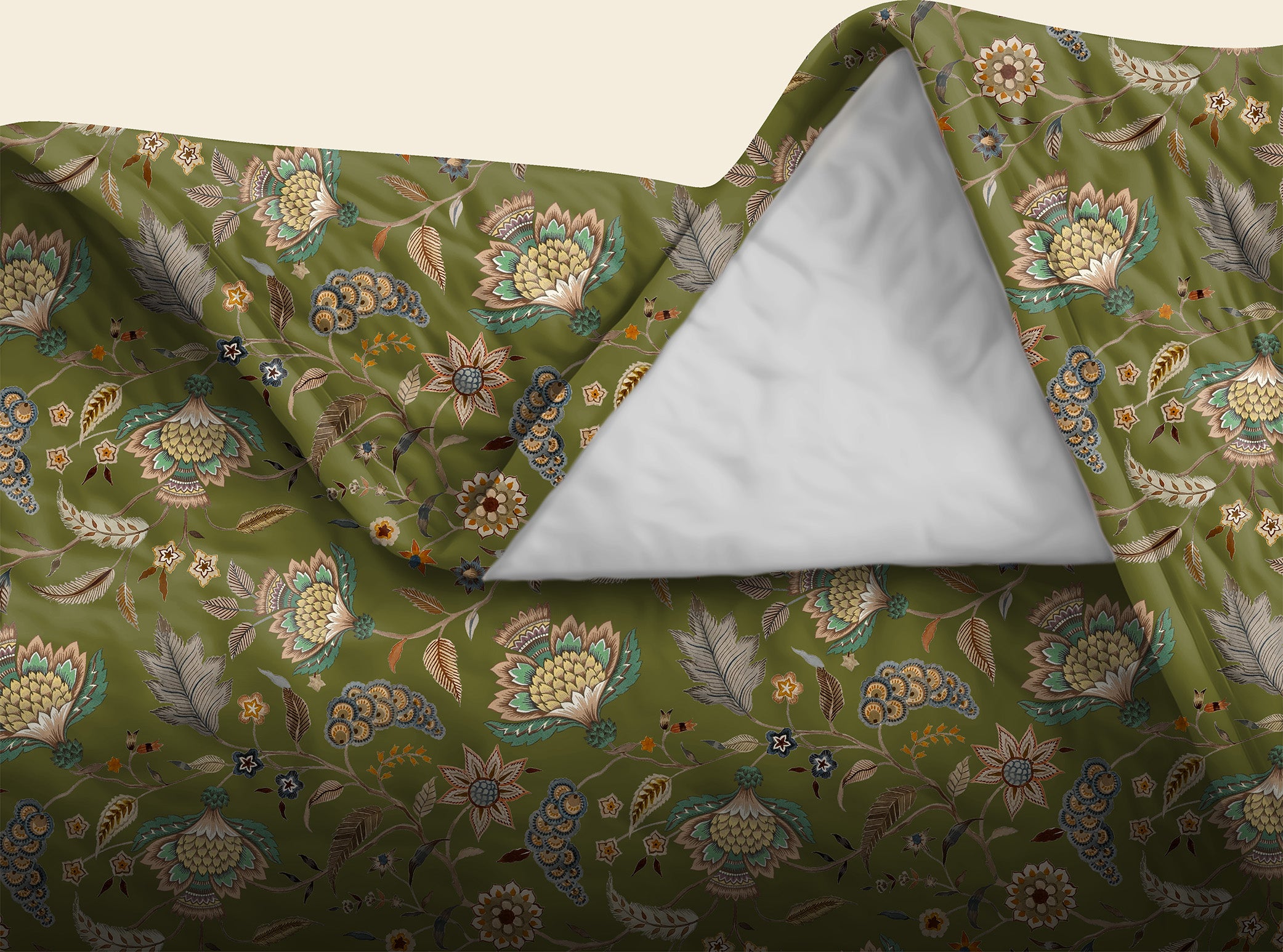 Kasbah Green Bedsheet for Double Bed with 2 Pillow Covers Size (104" X 90")