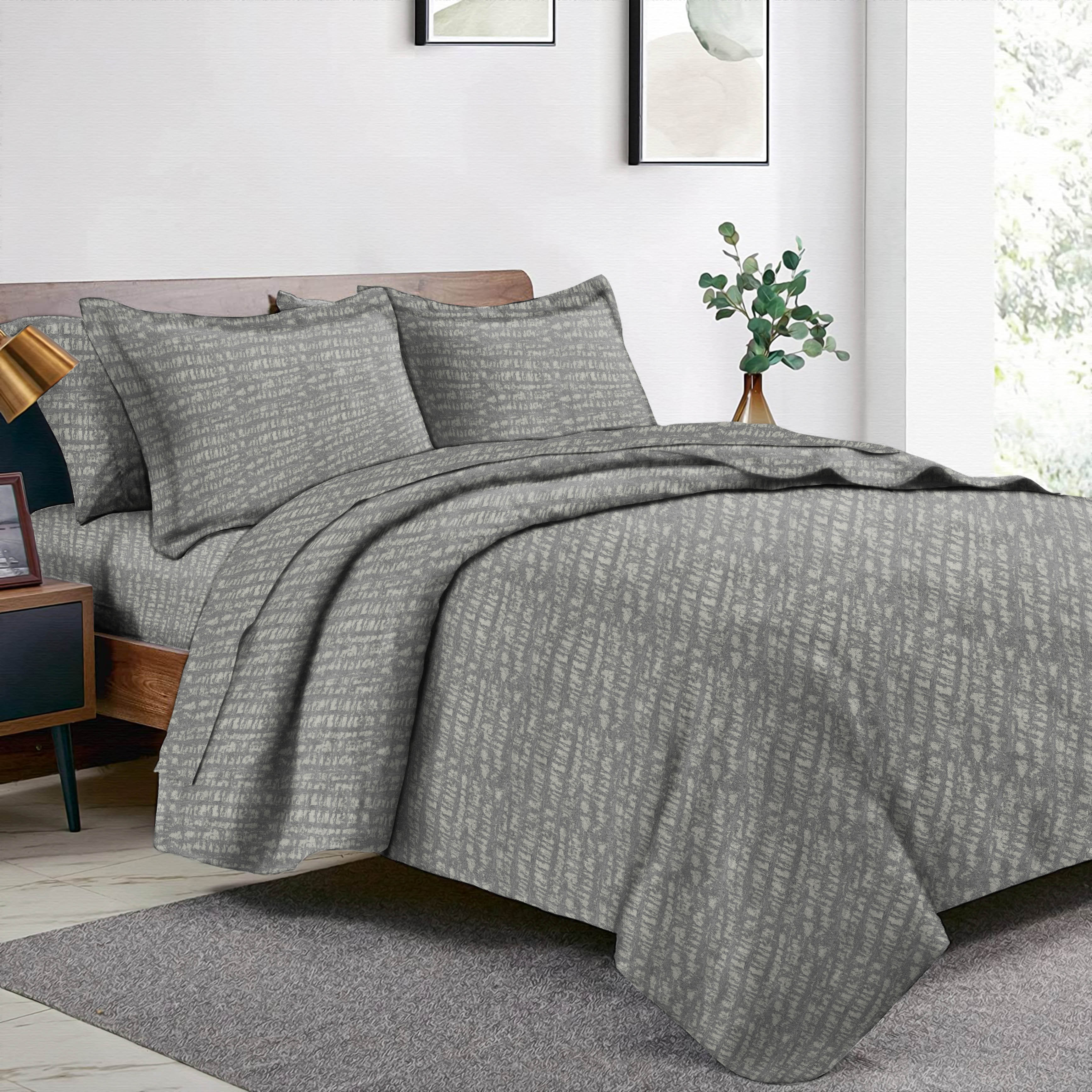 Valencia Grey Bedcover for Double Bed with 2 Pillow Covers King Size (104" X 90")