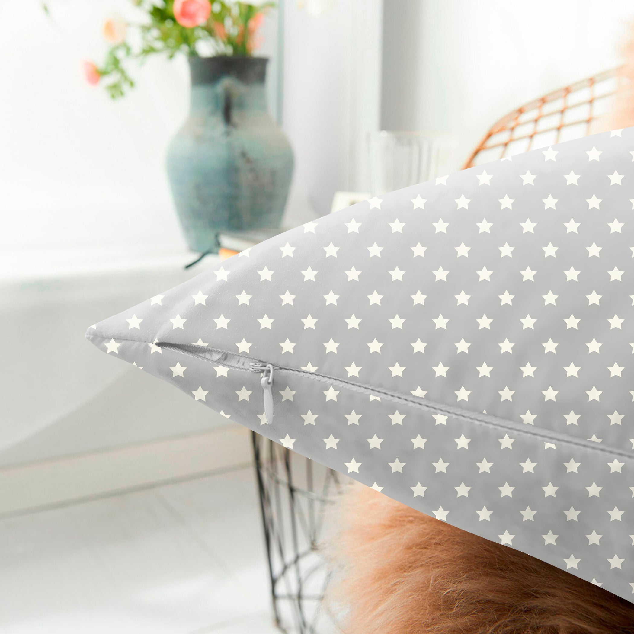 Spring Gallery Grey Digital Printed Cushion Cover (Pack of 2)