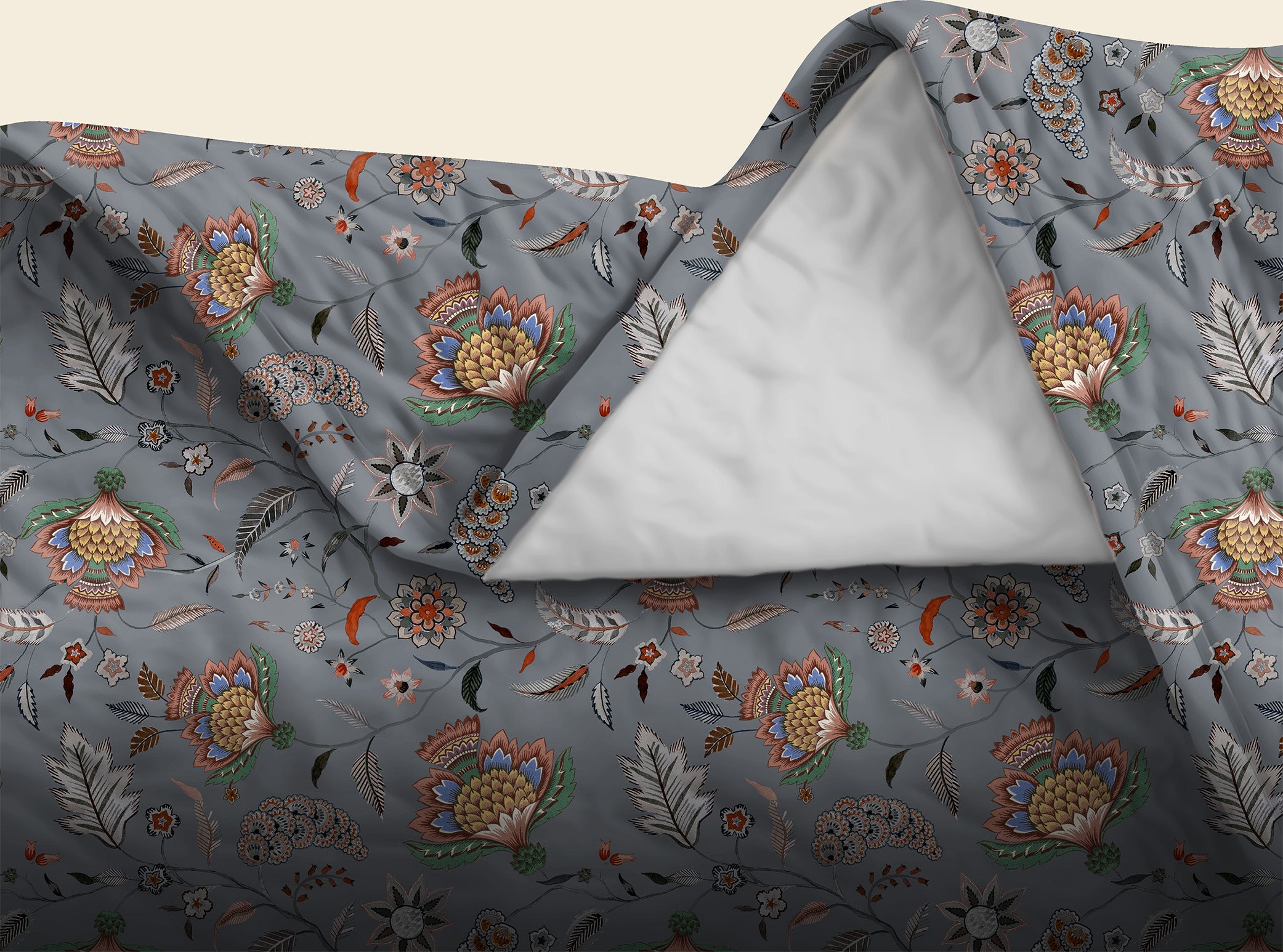 Kasbah Grey Bedsheet for Double Bed with 2 Pillow Covers Size (104" X 90")