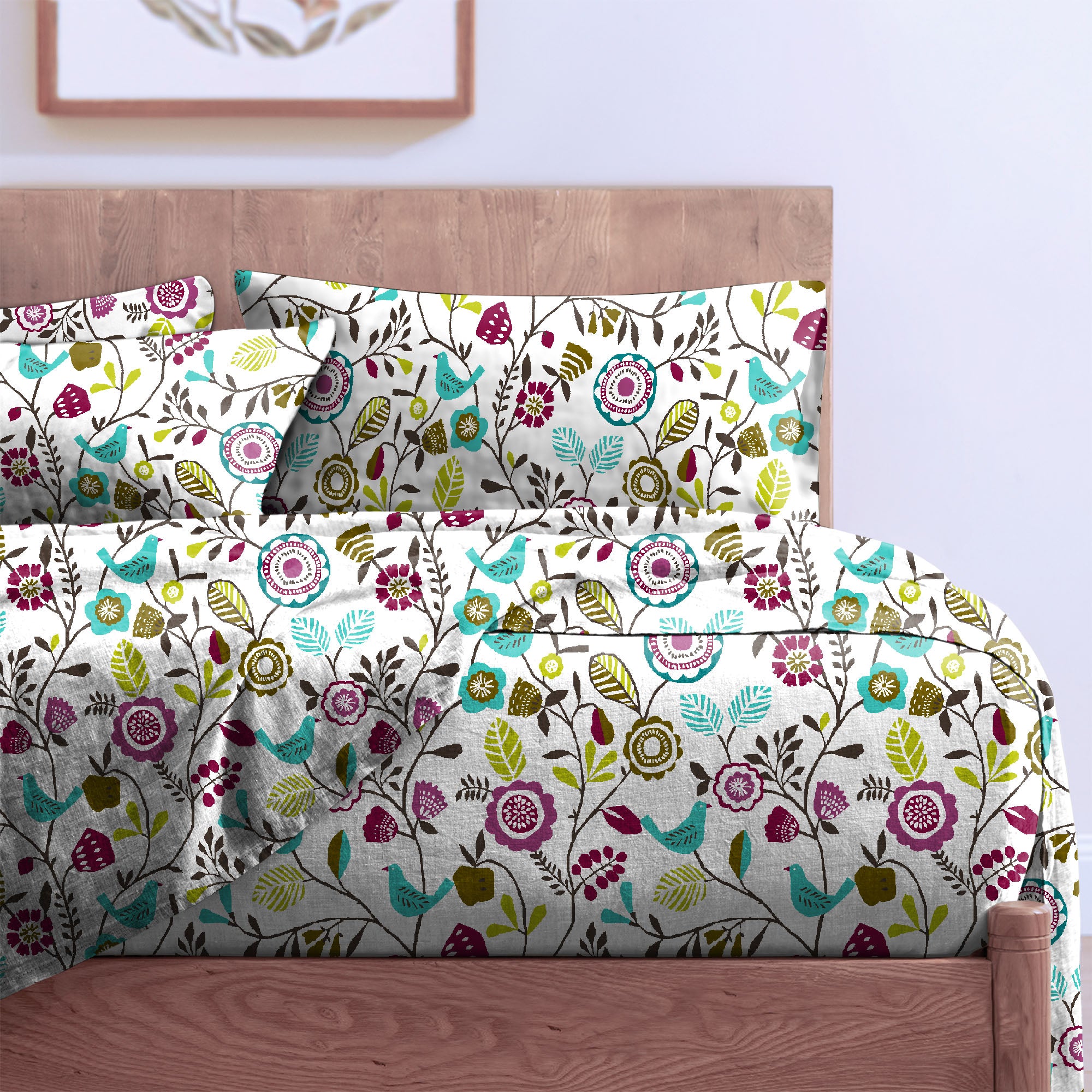 DAWN HEATHER BEDSHEET FOR DOUBLE BED WITH 2 PILLOWCOVERS KING SIZE (104" X 90")