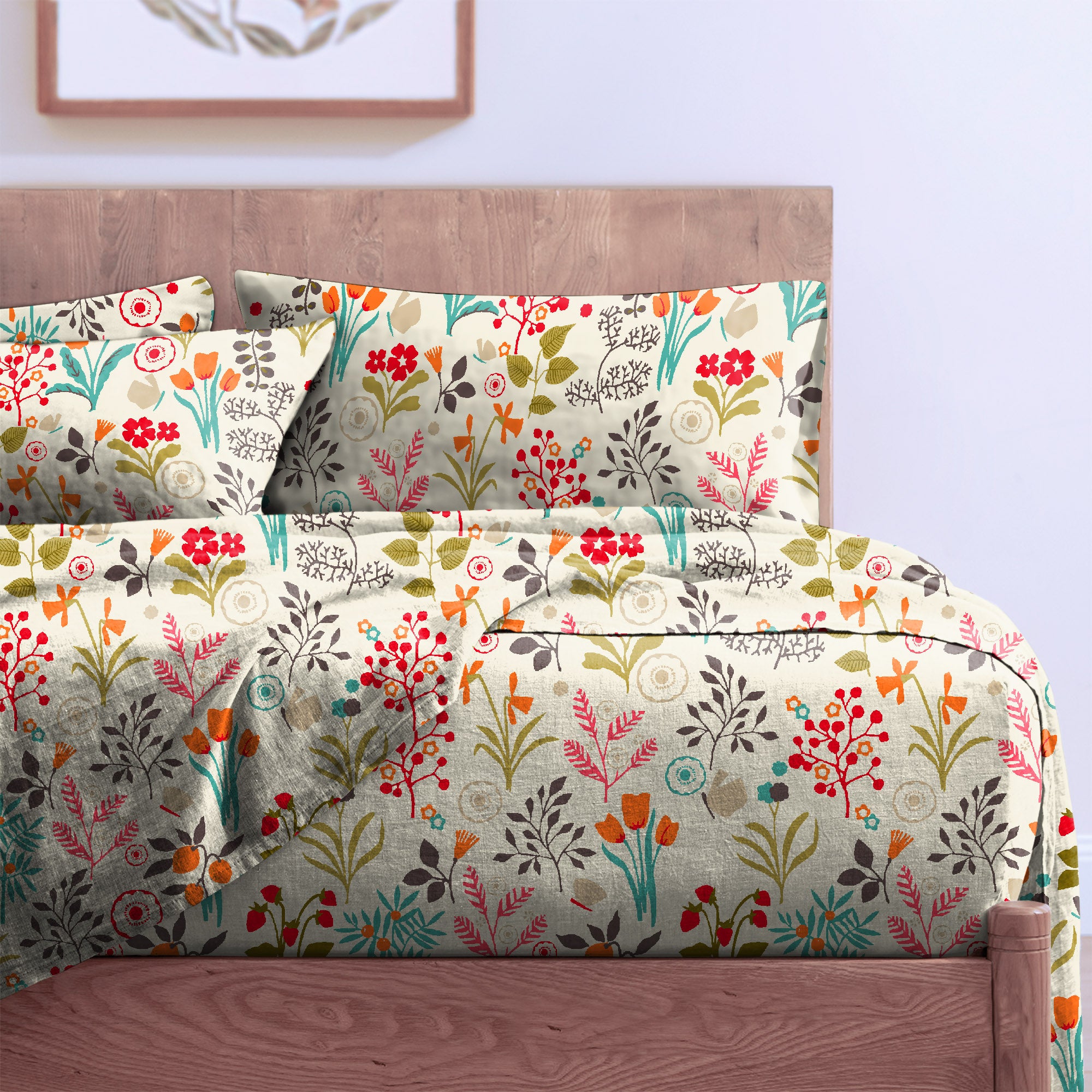 COCO HEATHER BEDSHEET FOR DOUBLE BED WITH 2 PILLOWCOVERS KING SIZE (104" X 90")