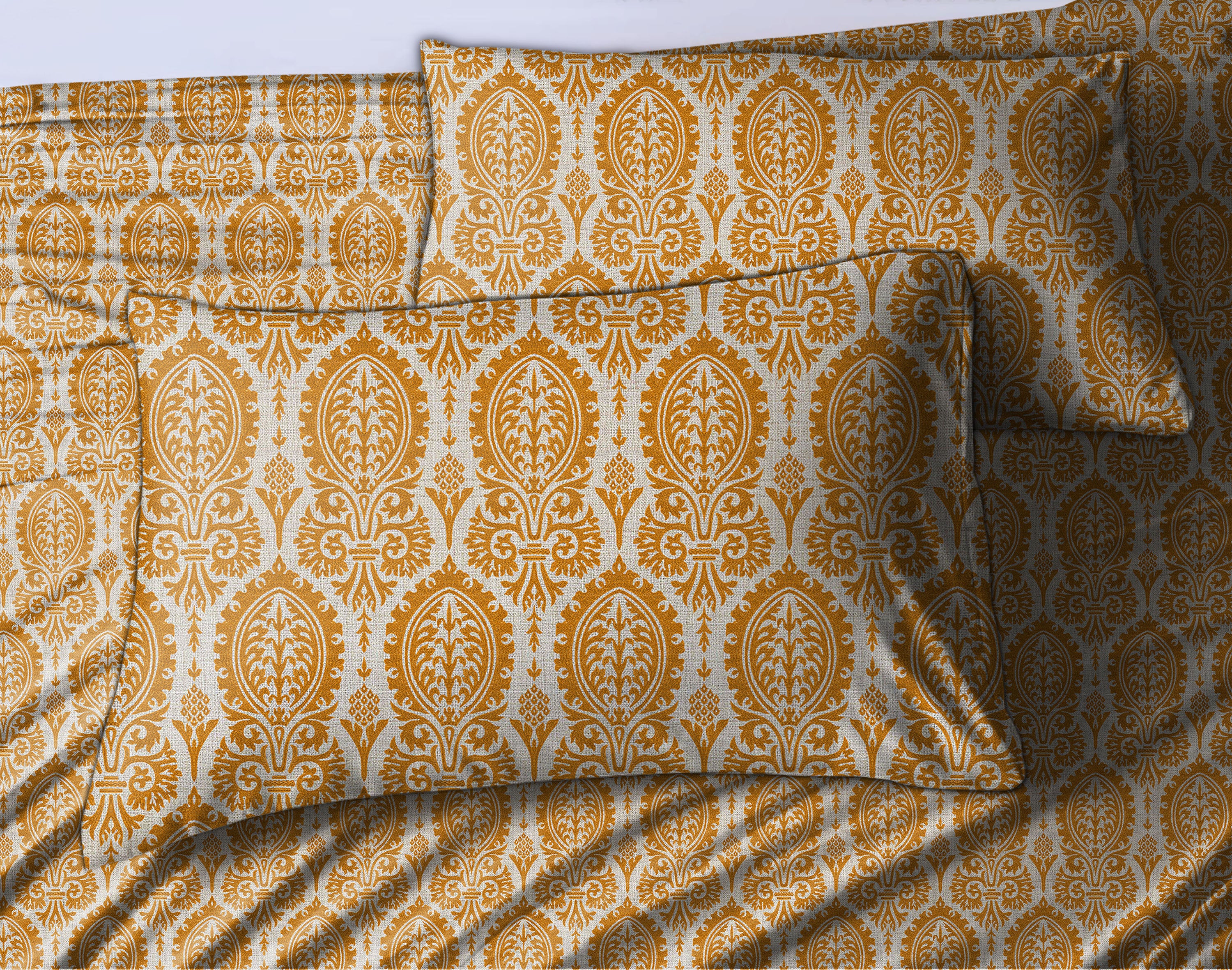 Manchester Indochine Bedcover for Double Bed with 2 Pillow Covers King Size (104" X 90")
