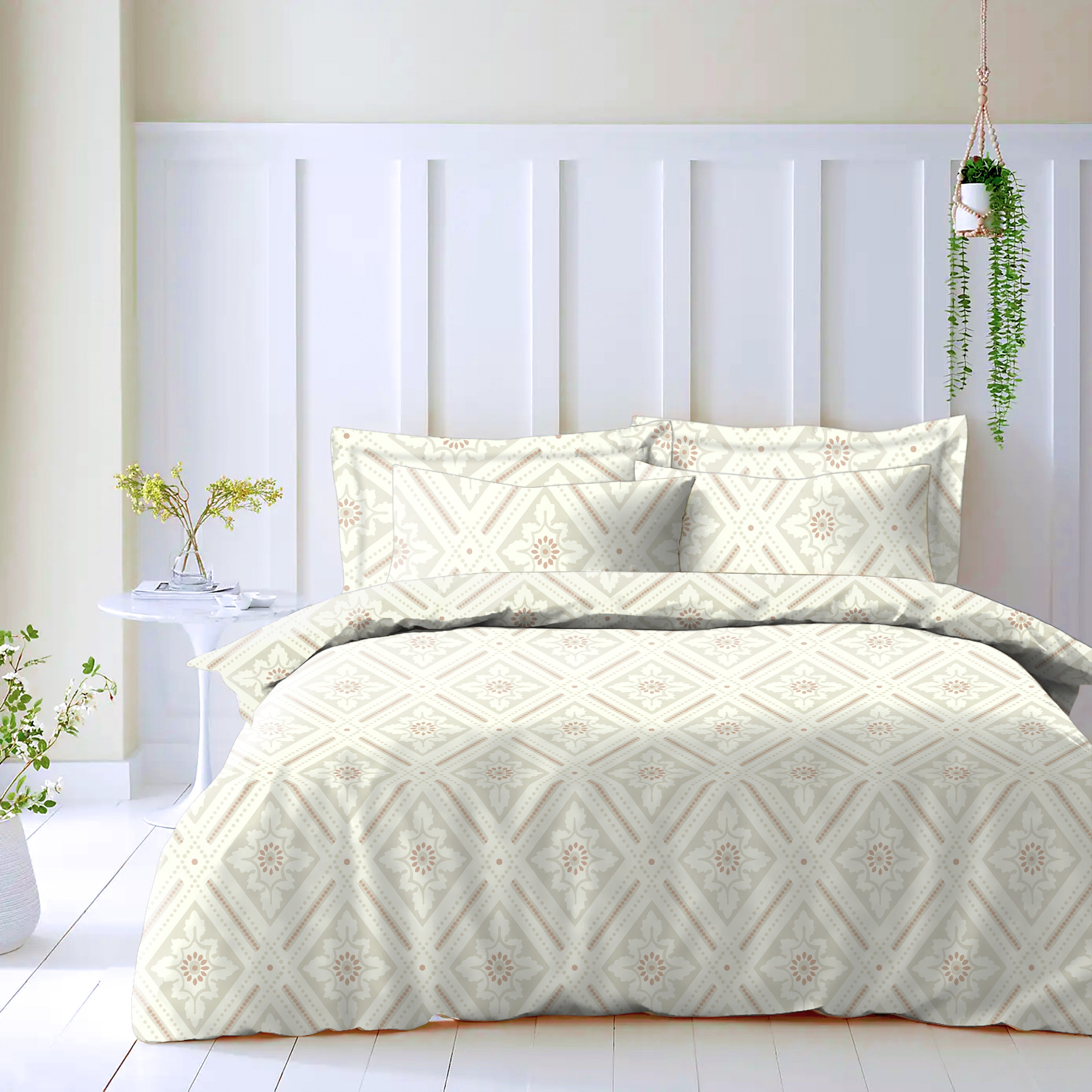 CASABLEU MICROFIBER ESTER BEDSHEET FOR DOUBLE BED WITH 2 PILLOW COVERS SIZE (104" X 90")IVORY