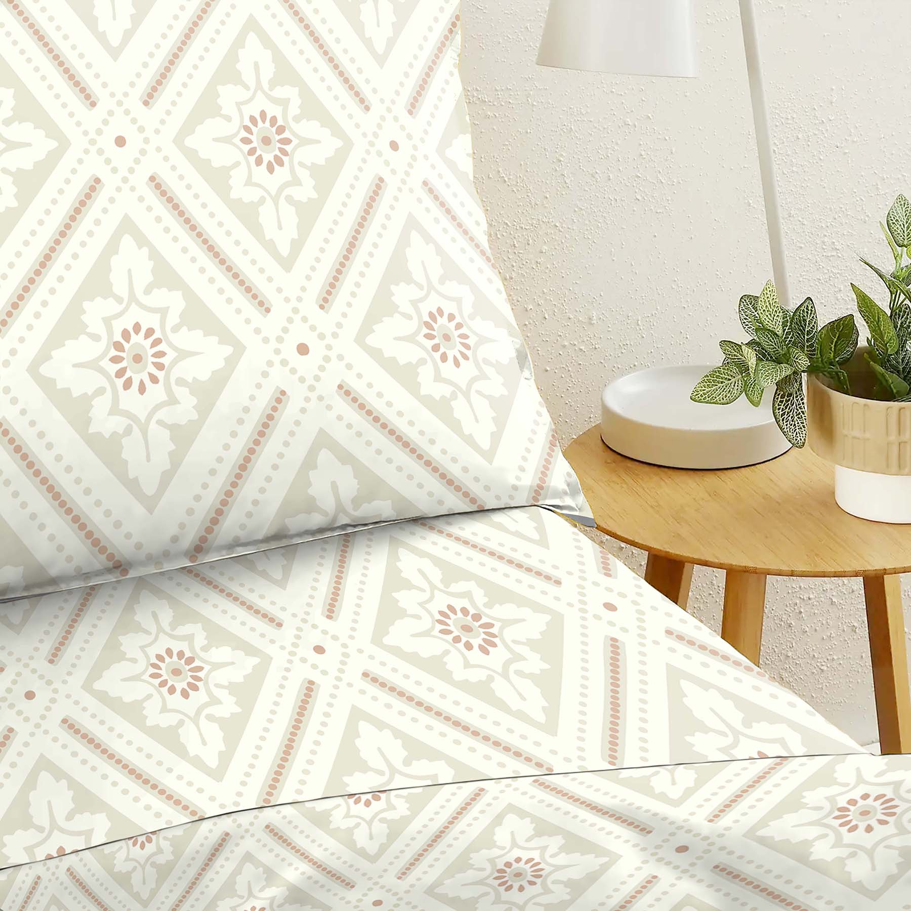 CASABLEU MICROFIBER ESTER BEDSHEET FOR DOUBLE BED WITH 2 PILLOW COVERS SIZE (104" X 90")IVORY