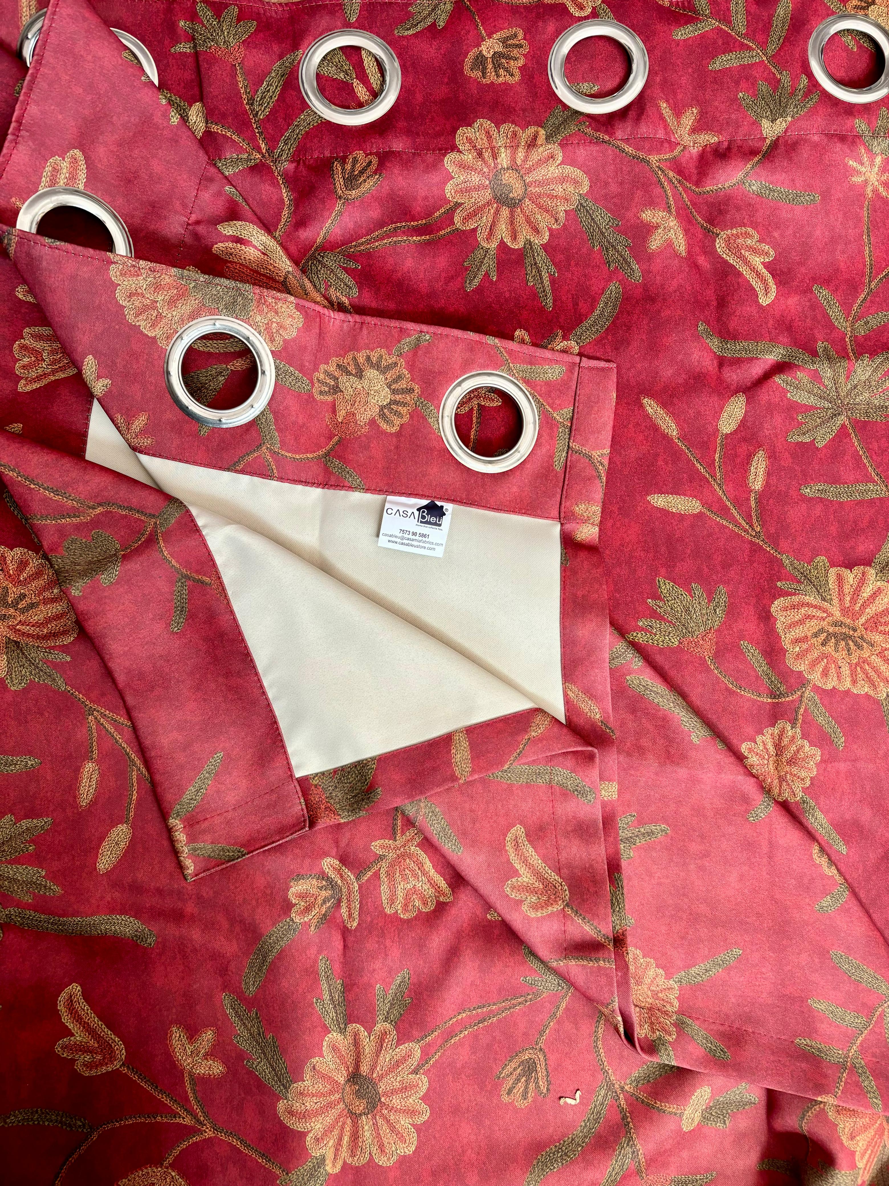KASHMIRI MAROON PRINTED BLACKOUT CURTAIN