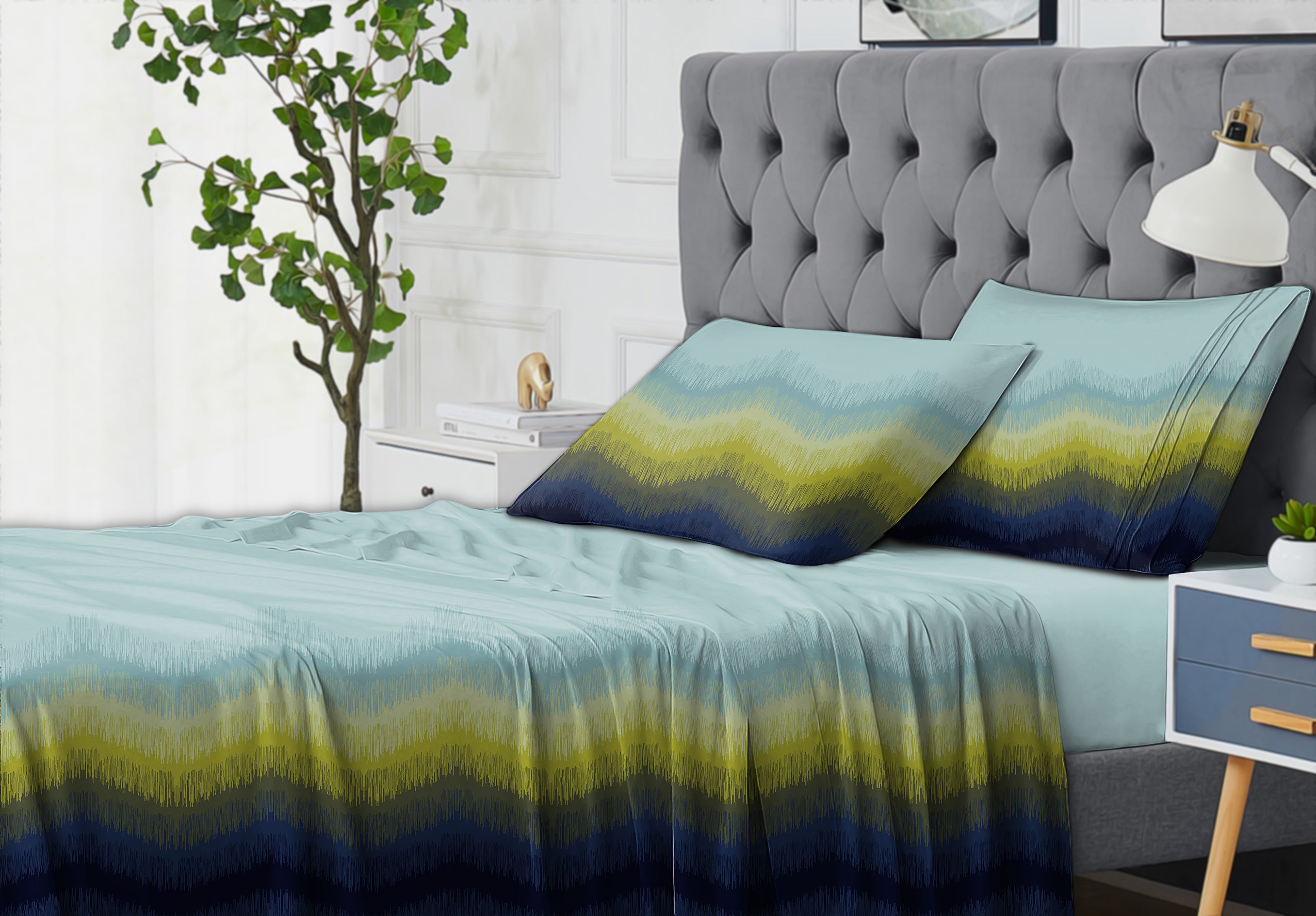 Kudo Green Bedcover for Double Bed with 2 Pillow Covers King Size (104" X 90") Bedspread