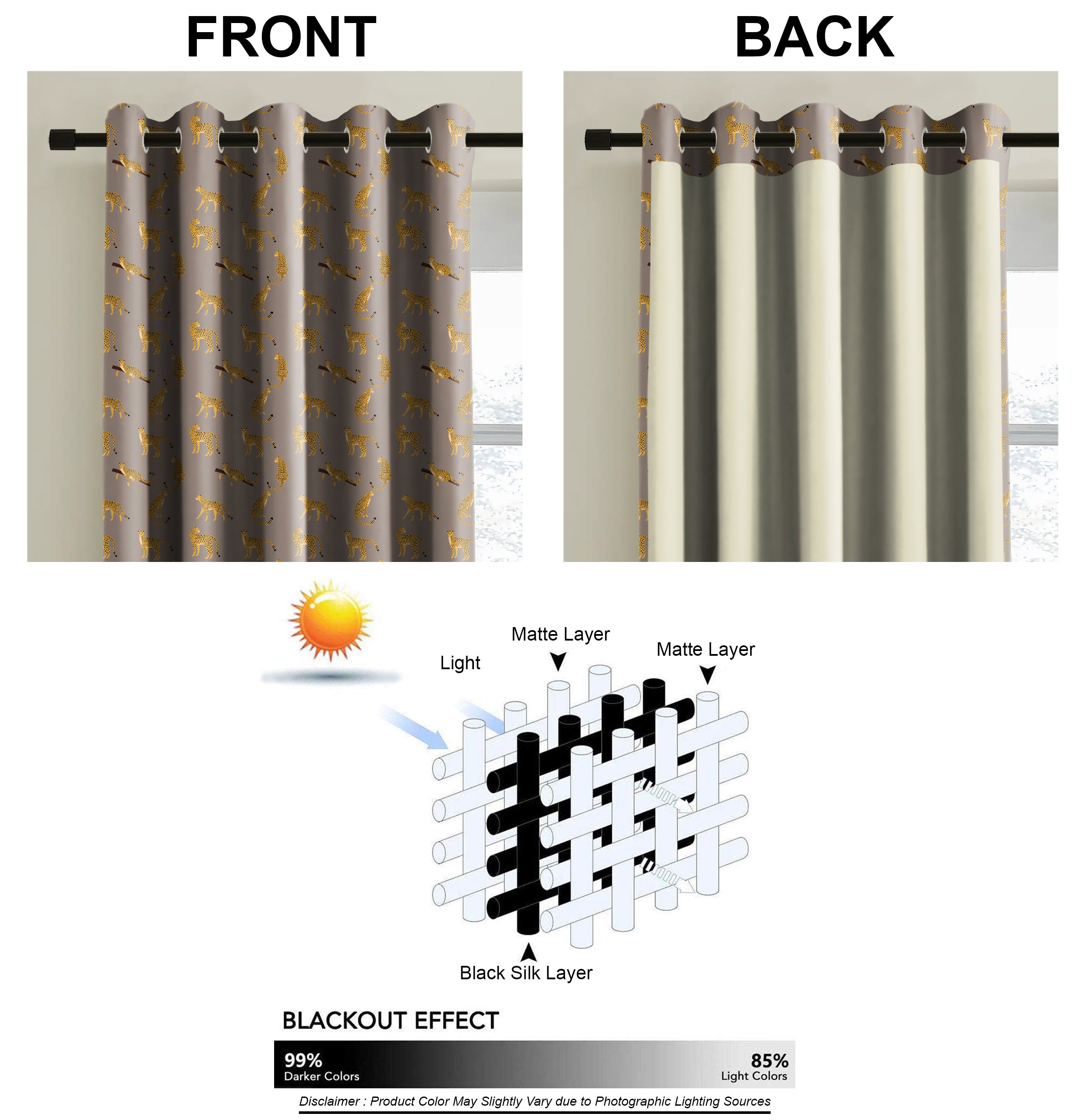 Leopard L Brown Blackout Curtain