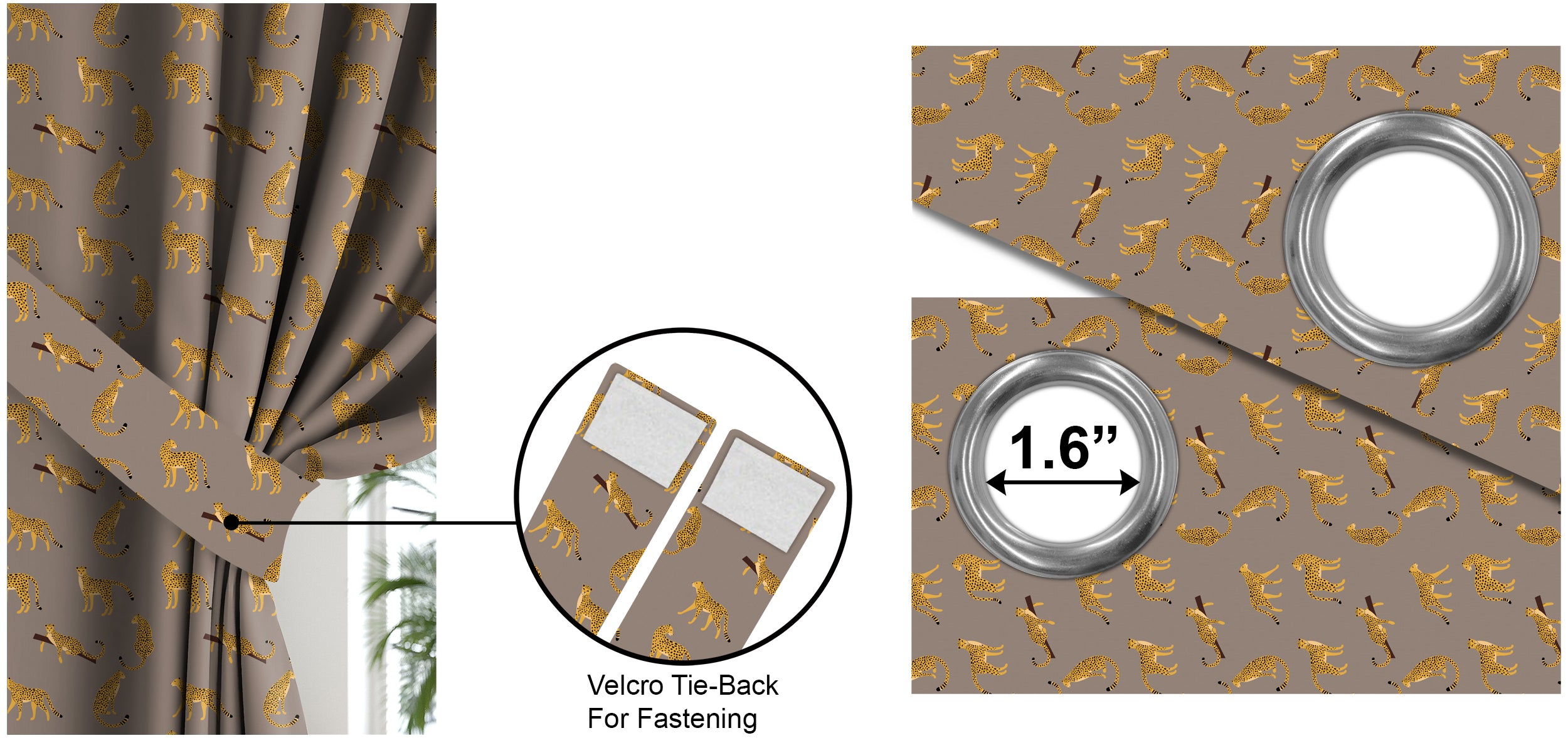 Leopard L Brown Printed Blackout Curtain