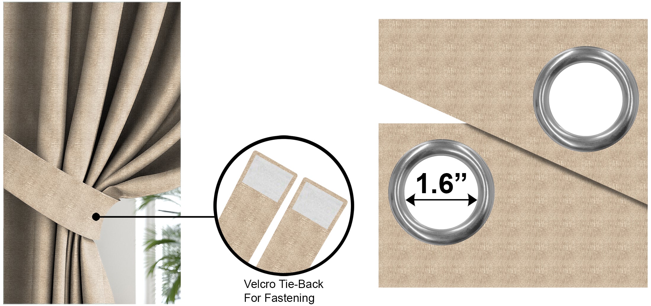 SUNBLOCK SLUBBY LIGHT BROWN PRINTED BLACKOUT CURTAIN