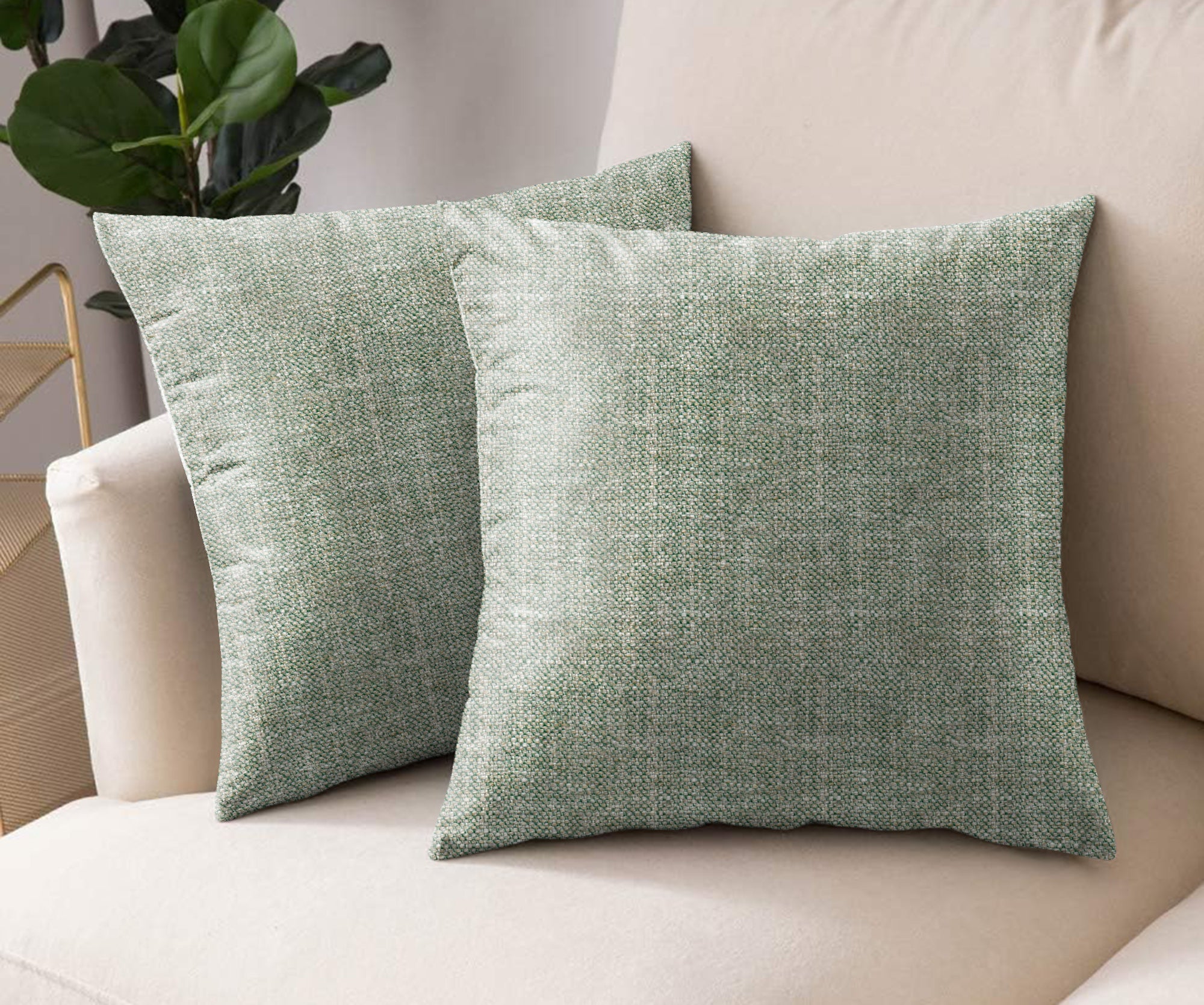 LINEA L-GREEN DIGITAL PRINTED CUSHION COVER (Pack of 2)
