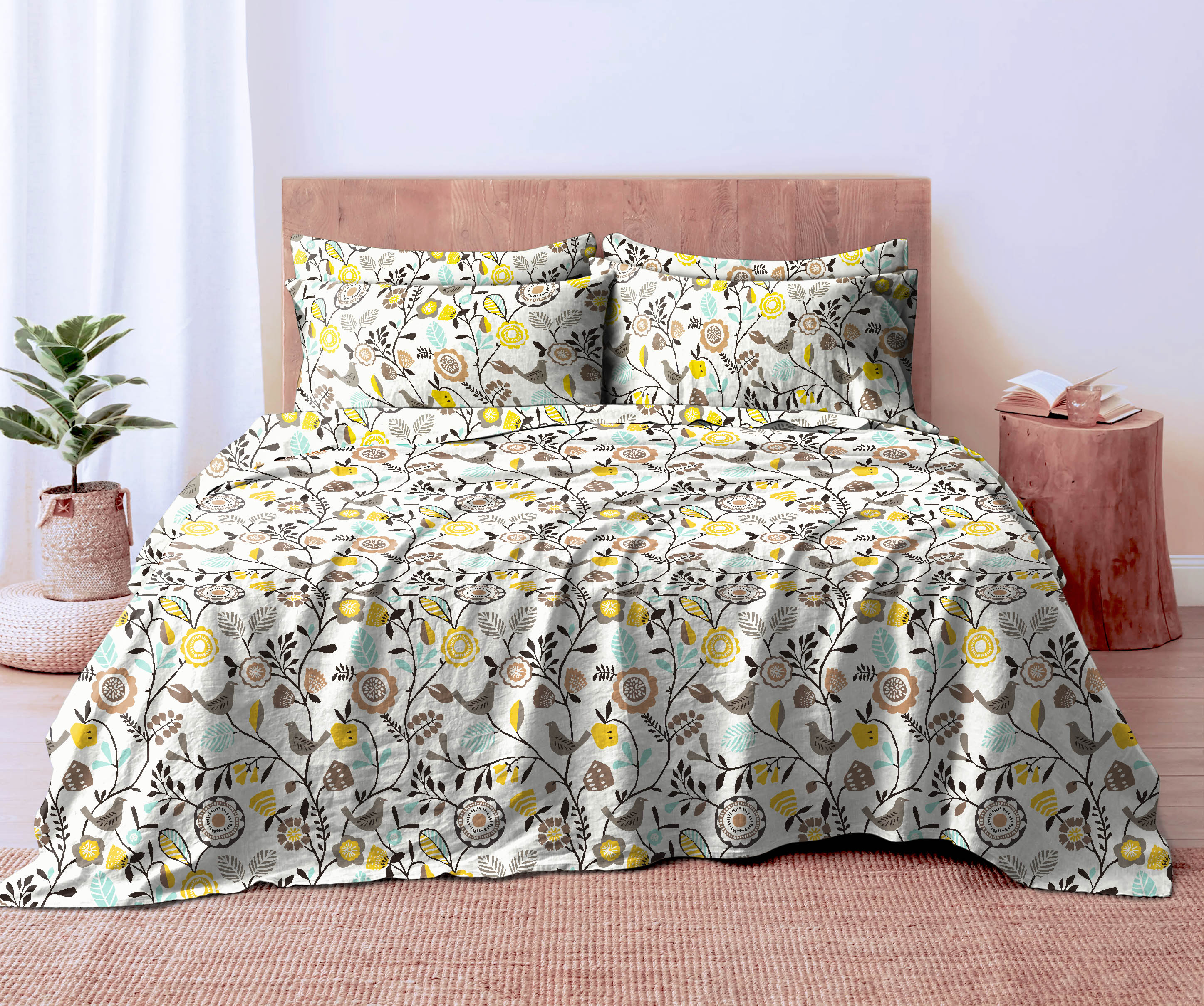 DAWN LIME BEDSHEET FOR DOUBLE BED WITH 2 PILLOWCOVERS KING SIZE (104" X 90")