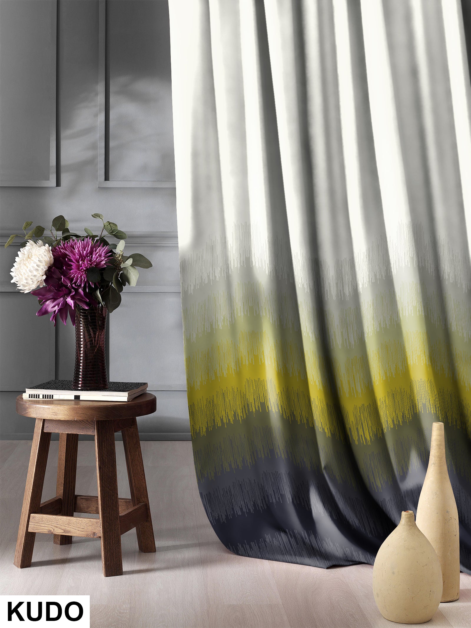 KUDO LIME PRINTED BLACKOUT CURTAIN