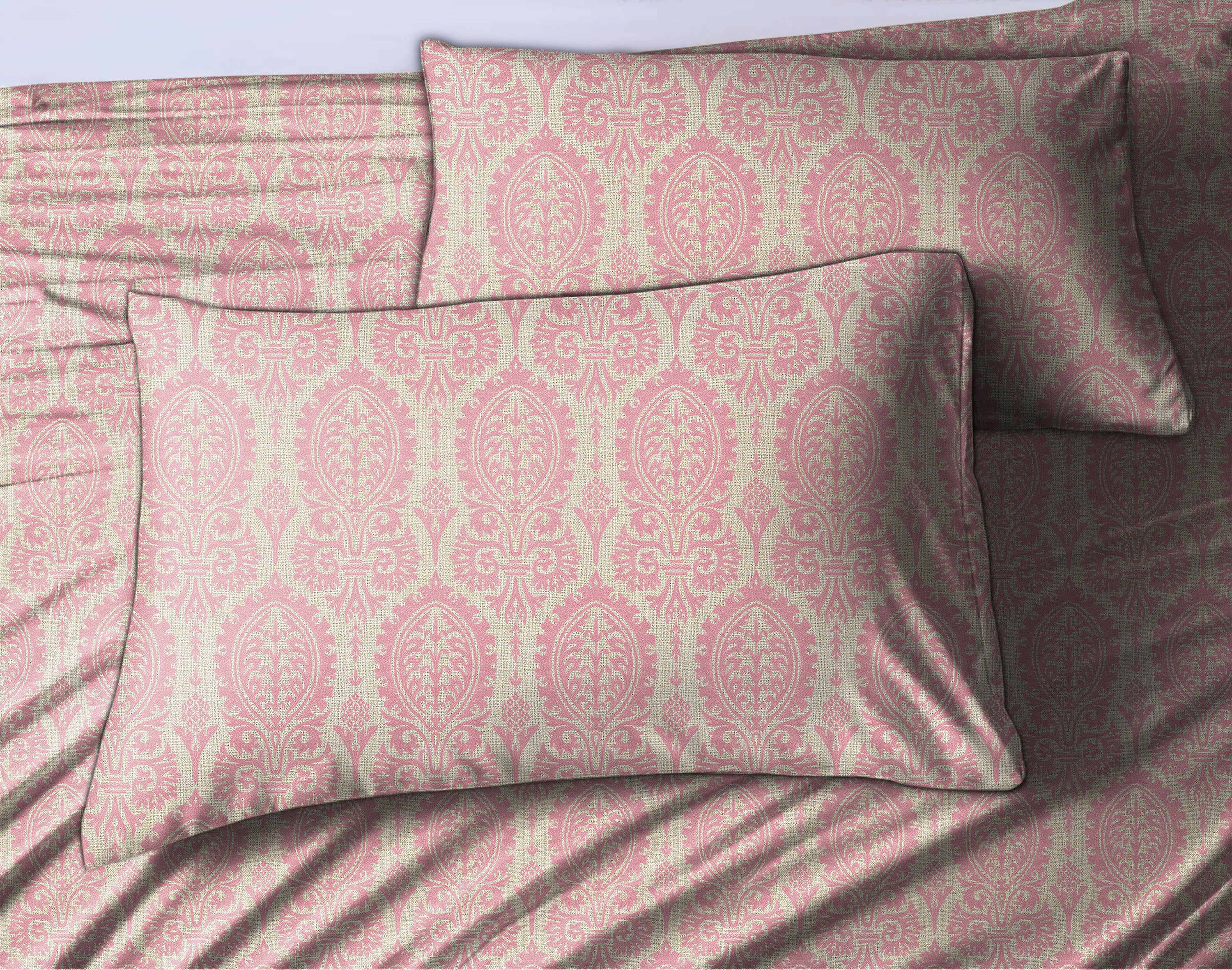 Manchester Lipstick Pink Bedcover for Double Bed with 2 Pillow Covers King Size (104" X 90")