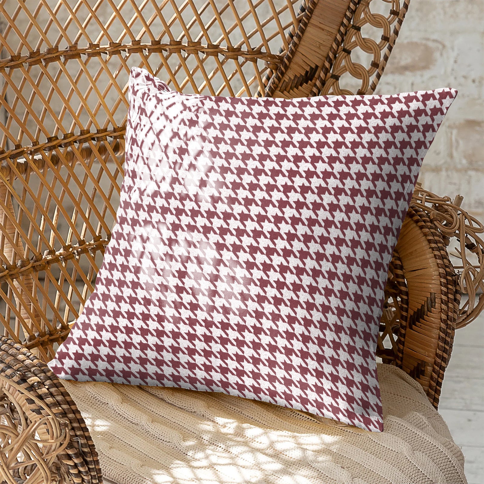 HOUNDSTOOTH M-PINK DIGITAL PRINTED CUSHION COVER (Pack of 2)