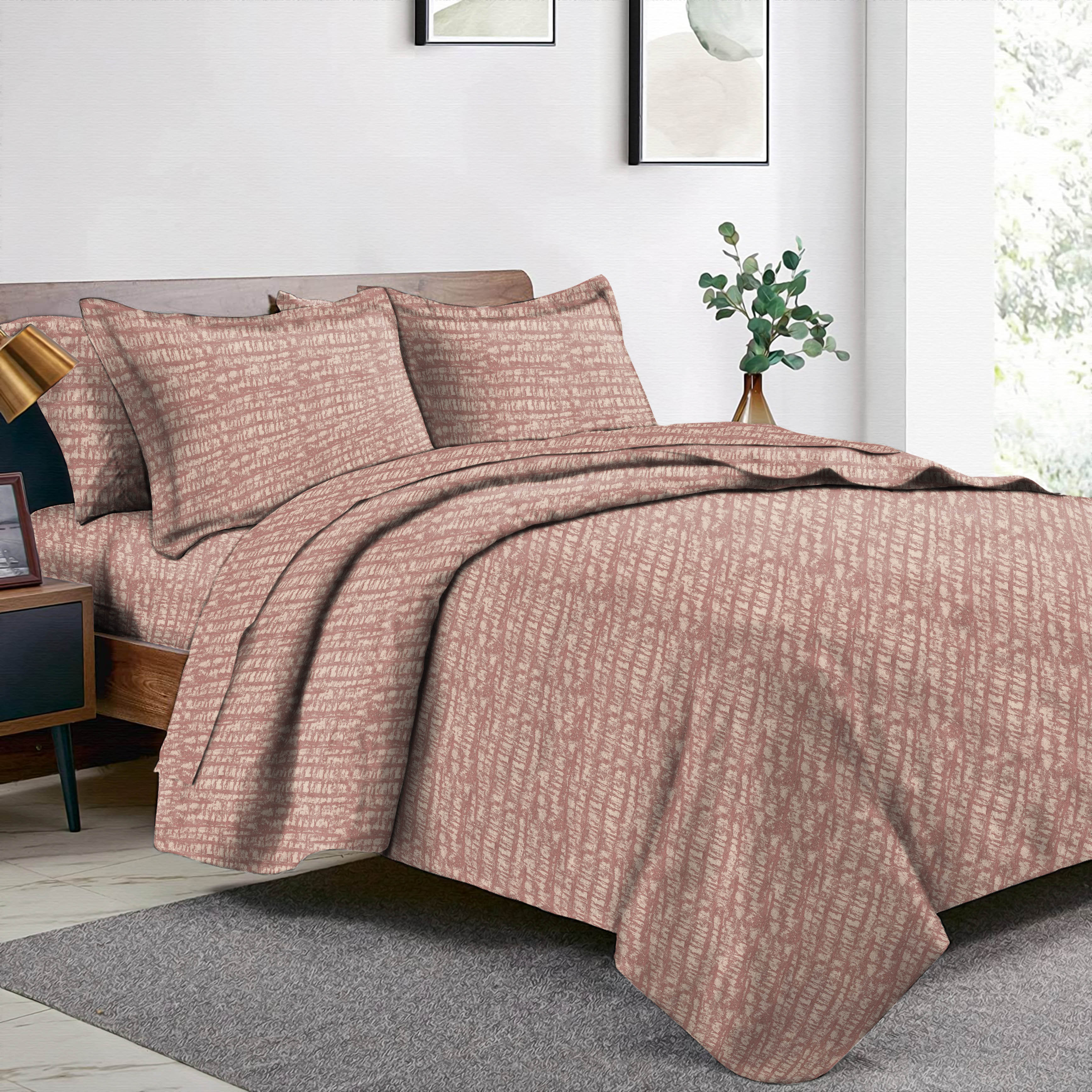 Valencia M-Pink Bedcover for Double Bed with 2 Pillow Covers King Size (104" X 90")