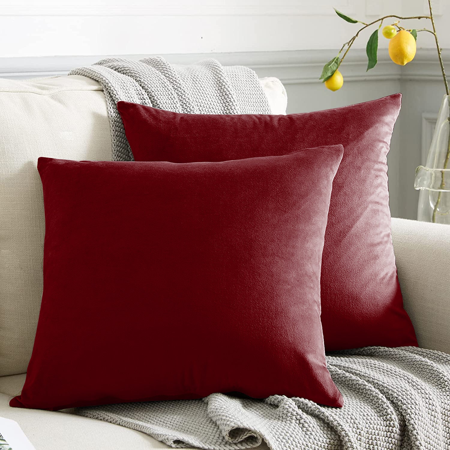 RAINBOW VELVET MAROON-32 CUSHION COVER (Pack of 2)