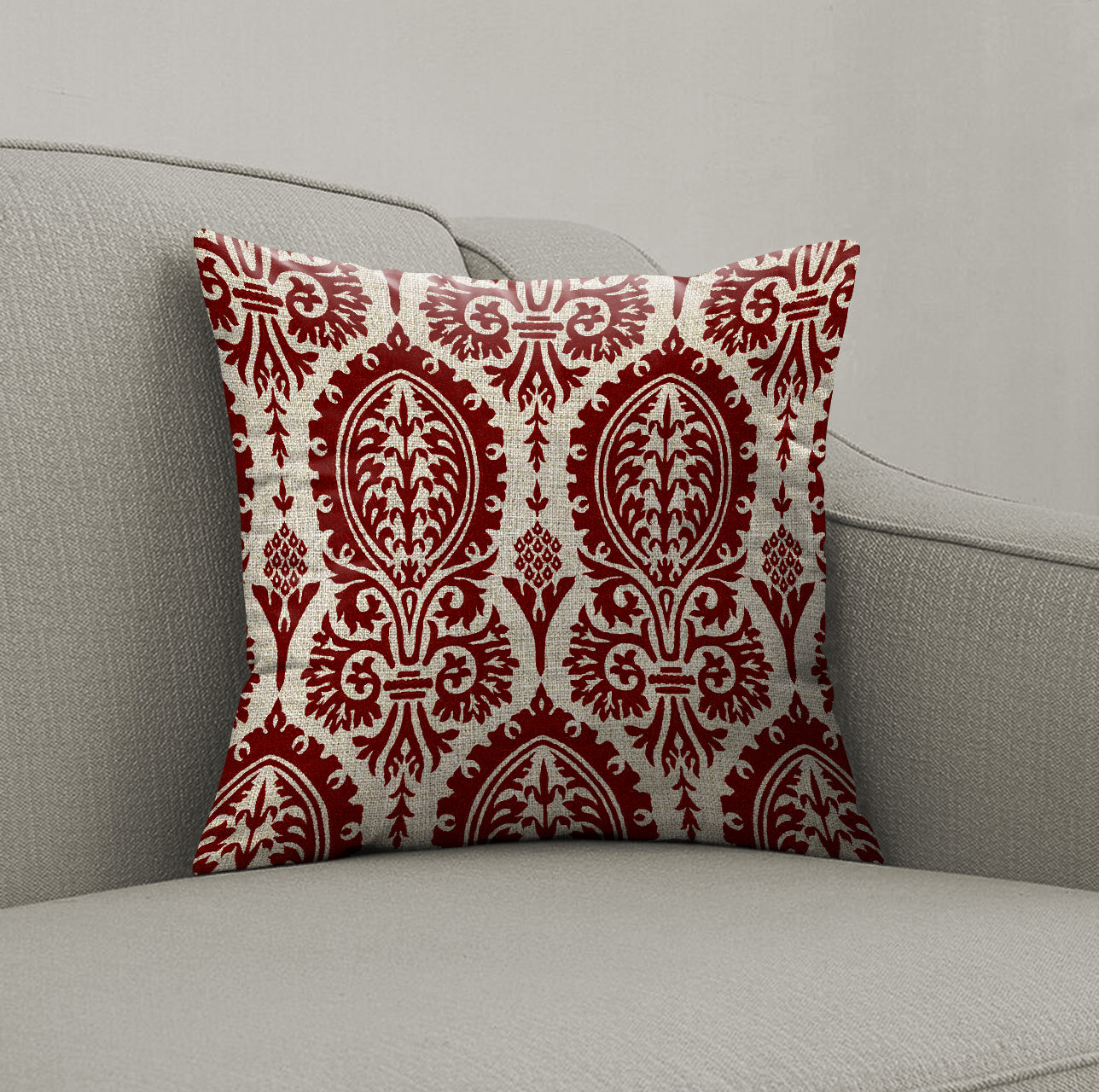 MANCHESTER MAROON DIGITAL PRINTED CUSHION COVER (Pack of 2)