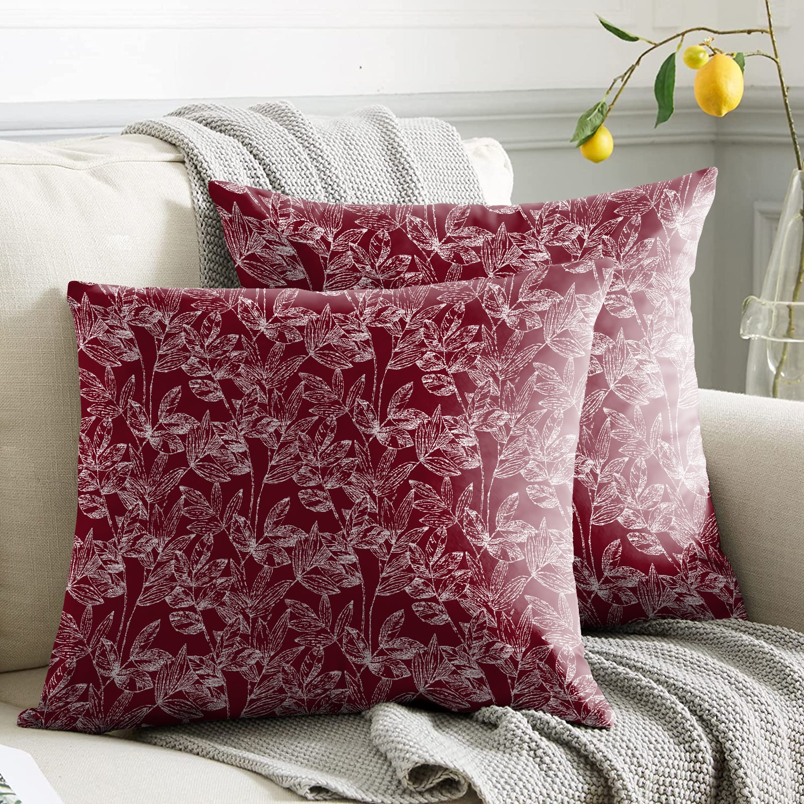 MEADOW MAROON DIGITAL PRINTED CUSHION COVER (Pack of 2)