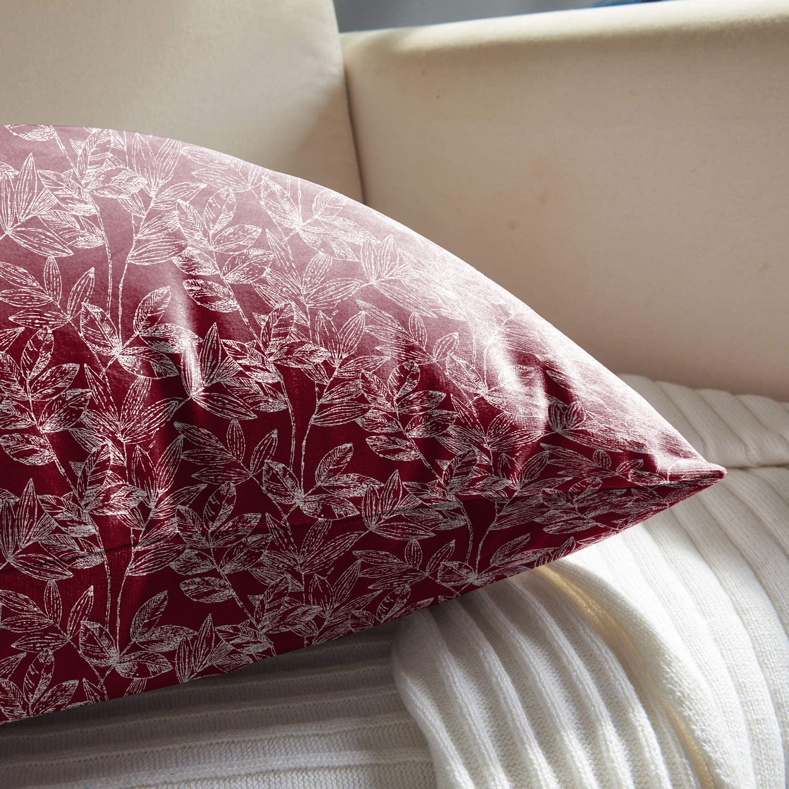 MEADOW MAROON DIGITAL PRINTED CUSHION COVER (Pack of 2)