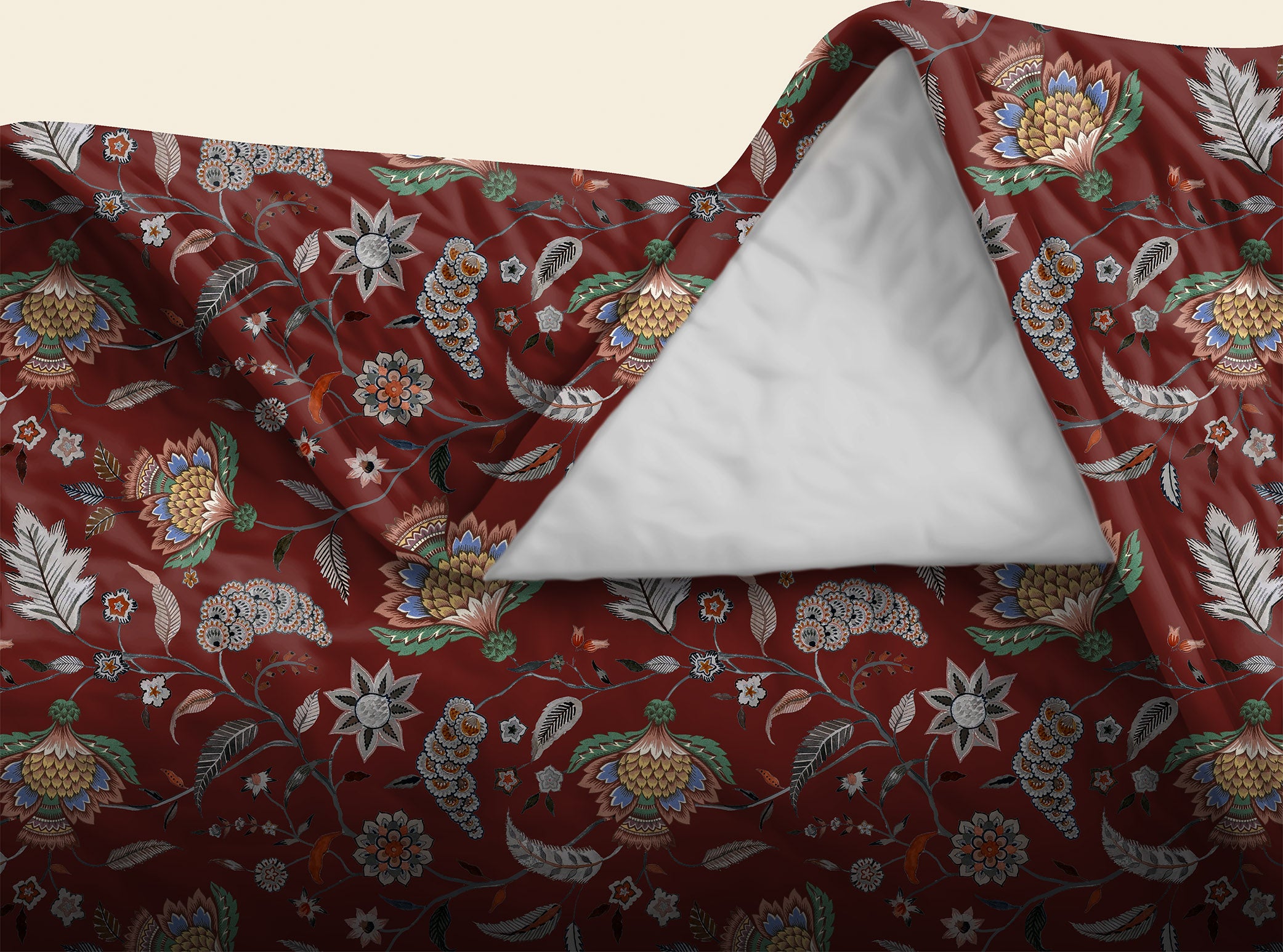 Kasbah Maroon Bedsheet for Double Bed with 2 Pillow Covers Size (104" X 90")