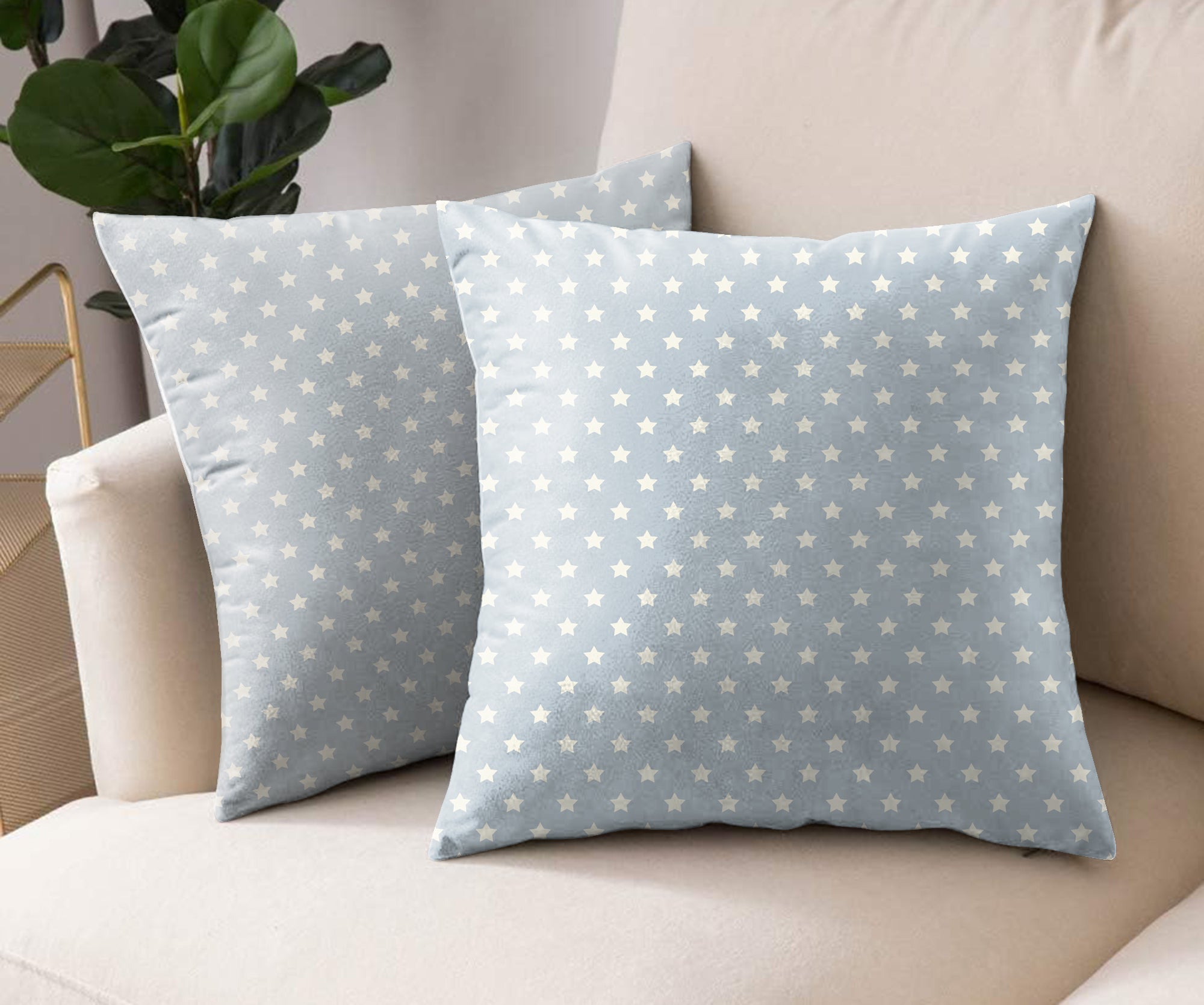 Spring Gallery Metallic Silver Digital Printed Cushion Cover (Pack of 2)