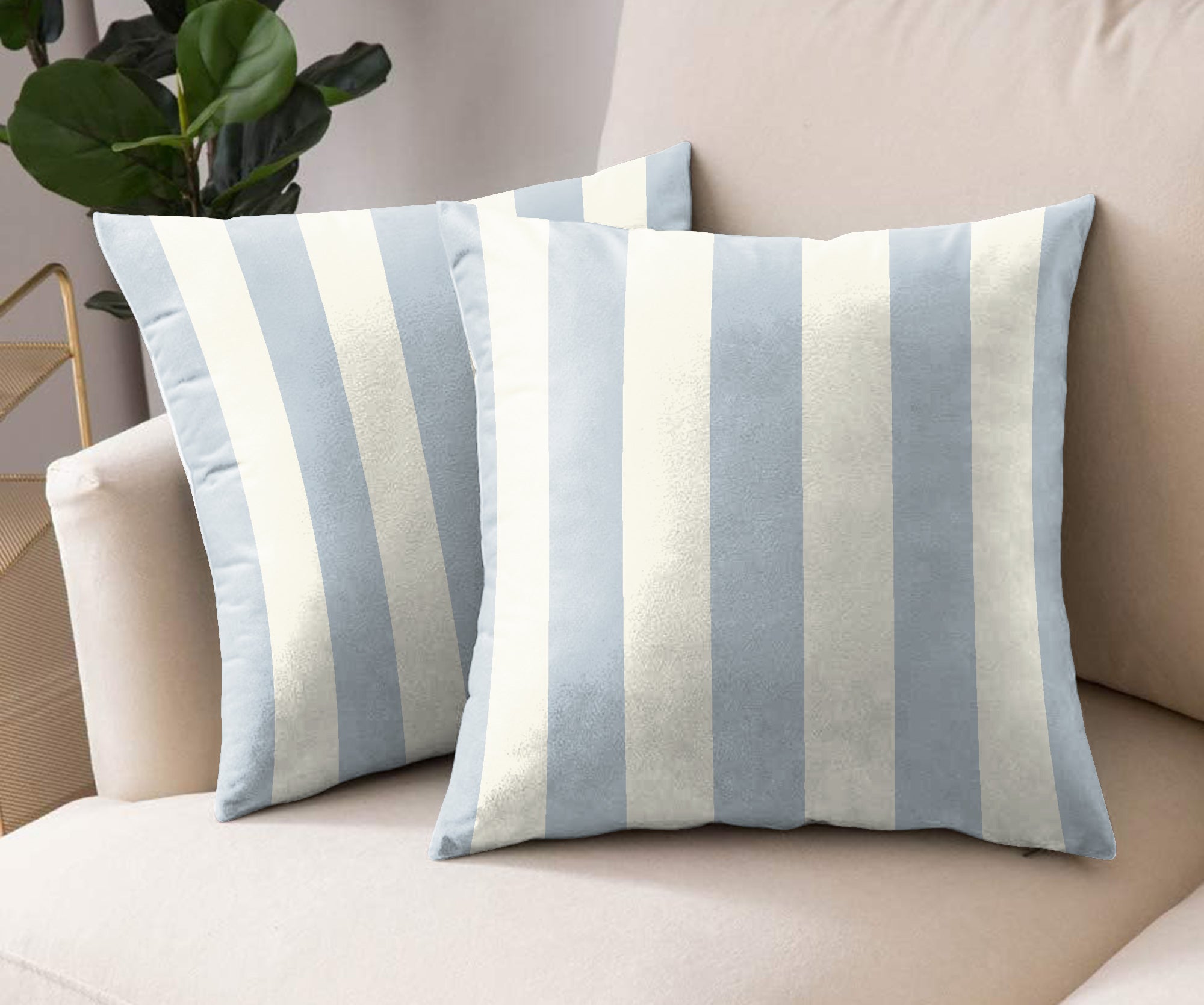 SPRING GALLERY BIG STRIPE METALLIC SILVER (16X16 INCH) DIGITAL PRINTED CUSHION COVER