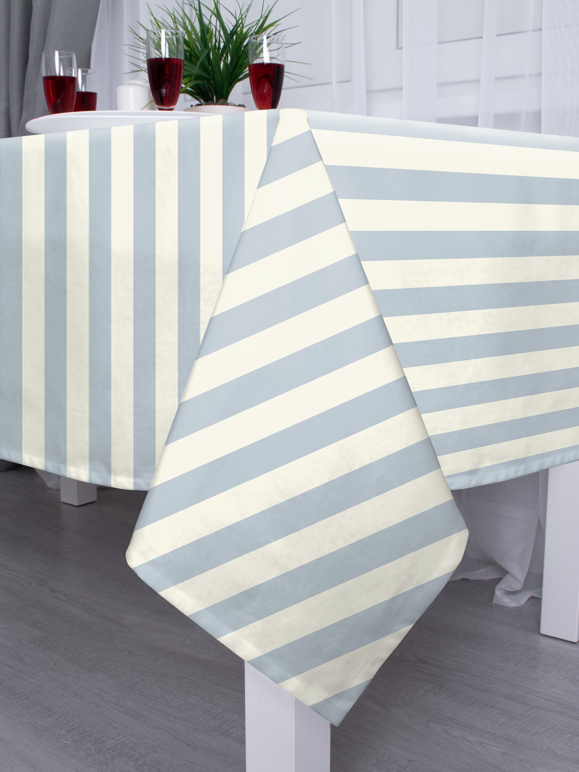SPRING GALLERY BIG STRIPE Metallic Silver Table Cloth