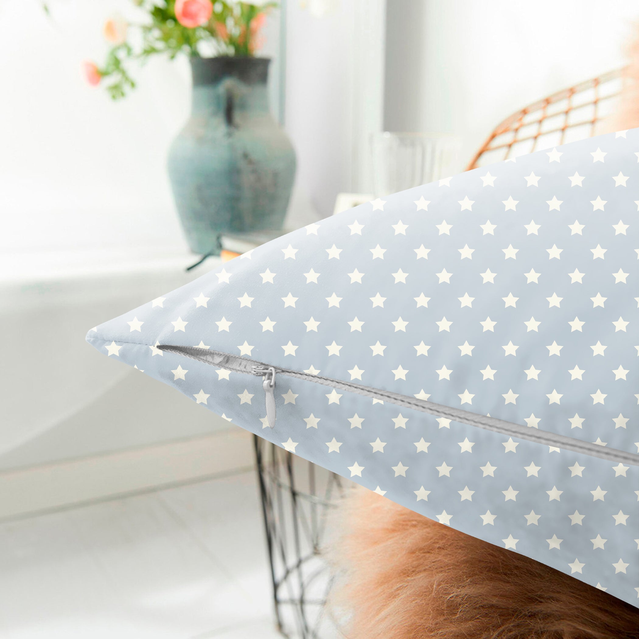 Spring Gallery Metallic Silver Digital Printed Cushion Cover (Pack of 2)