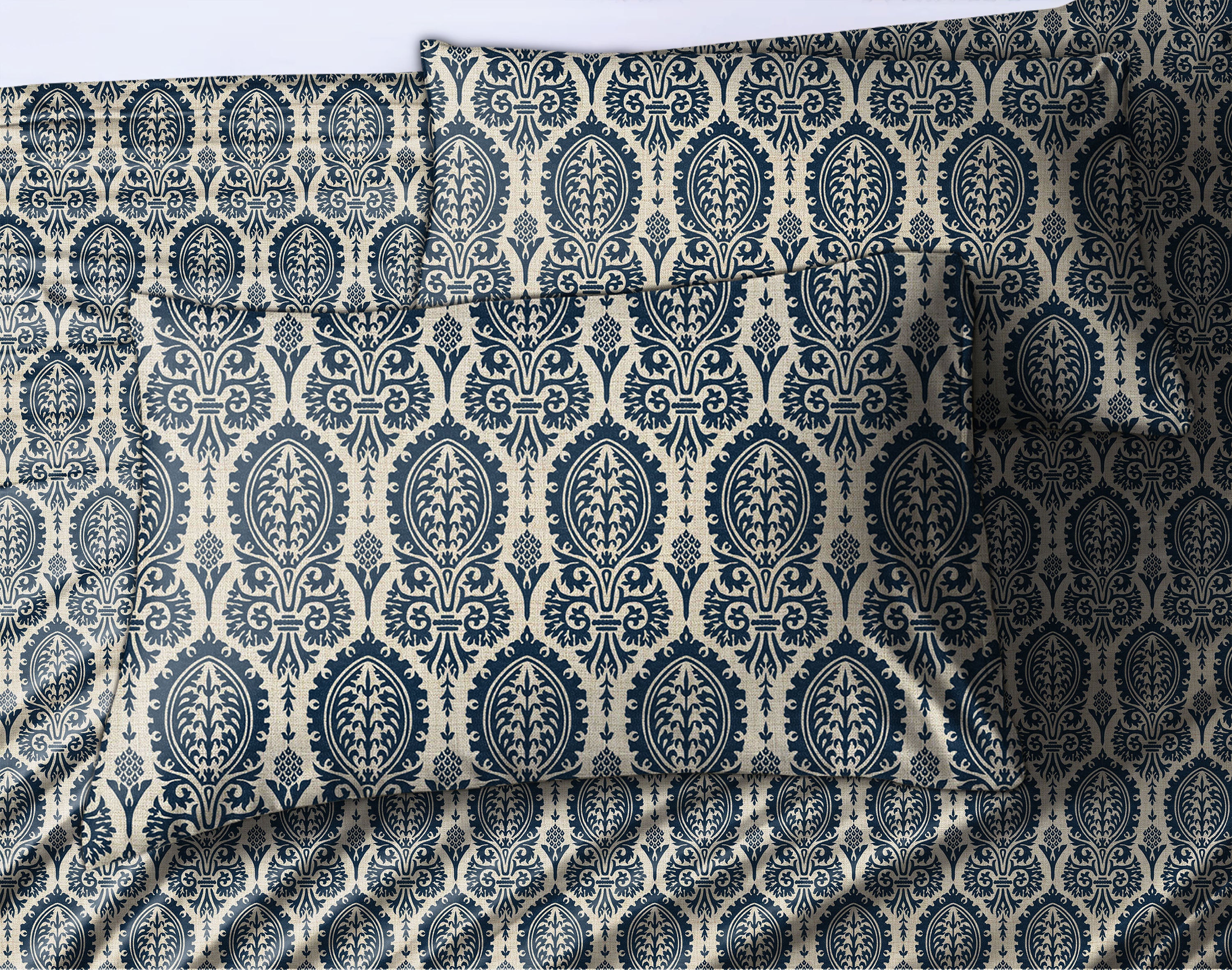 Manchester Midnight Blue Bedcover for Double Bed with 2 Pillow Covers King Size (104" X 90")