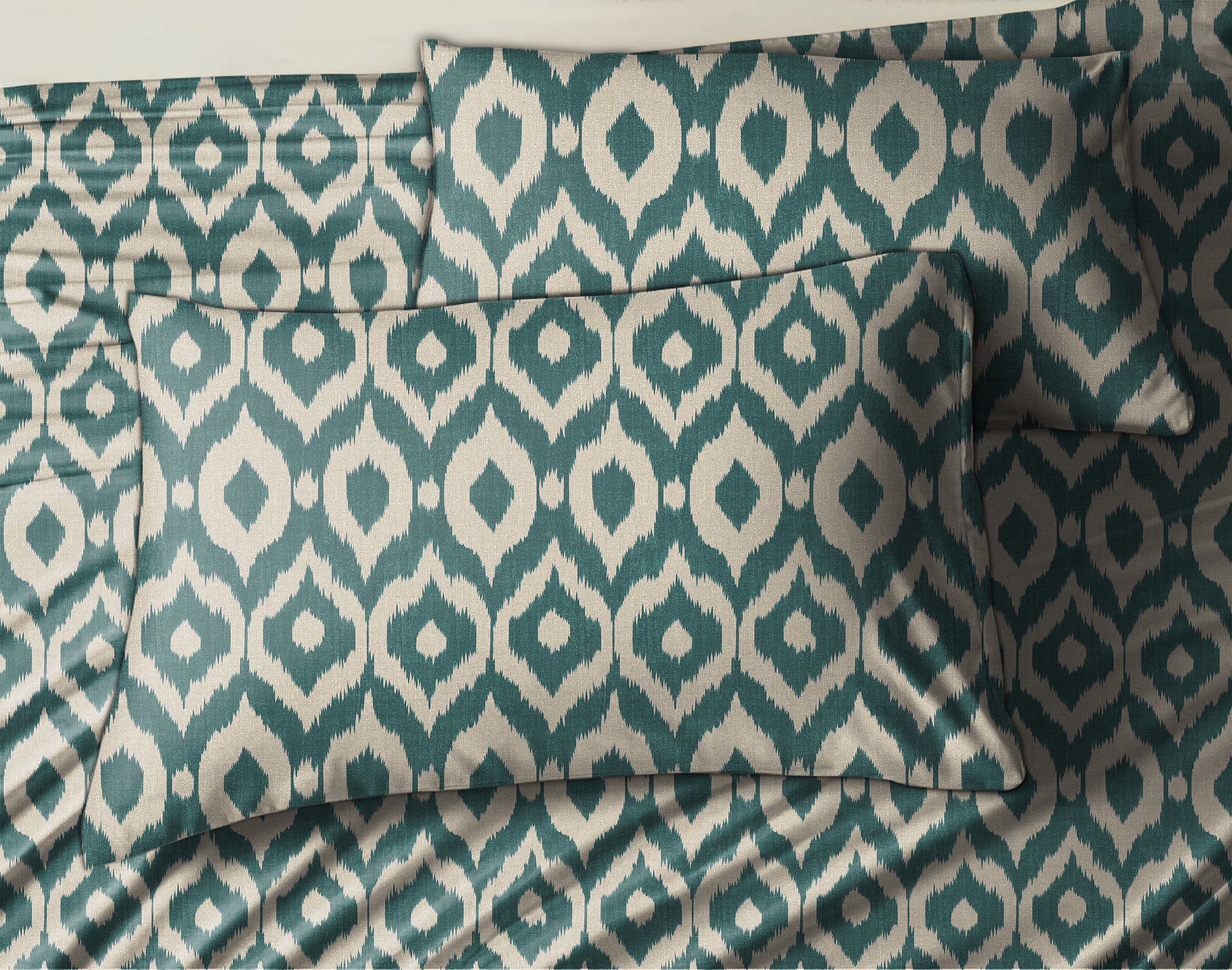 Bedcover Bistre Turquoise for Double Bed with 2 Pillow Covers King Size (104" X 90")