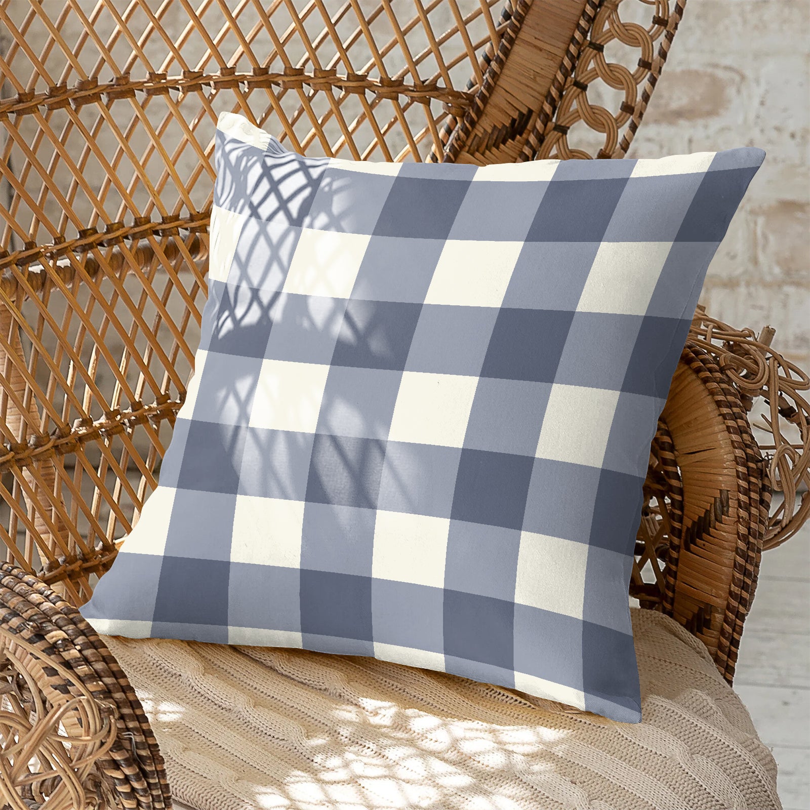 SPRING GALLERY BIG CHECK MIST BLUE (16X16 INCH) DIGITAL PRINTED CUSHION COVER