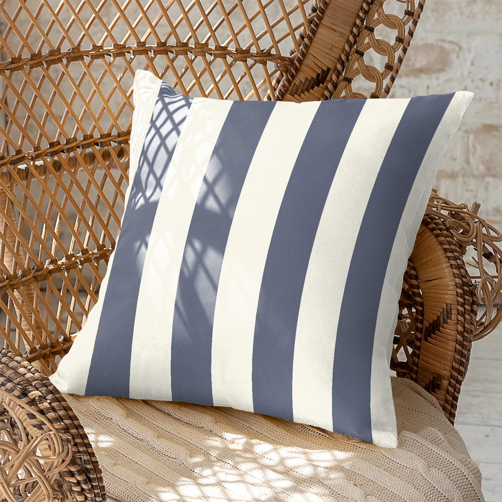SPRING GALLERY BIG STRIPE MIST BLUE DIGITAL PRINTED CUSHION COVER (Pack of 2)