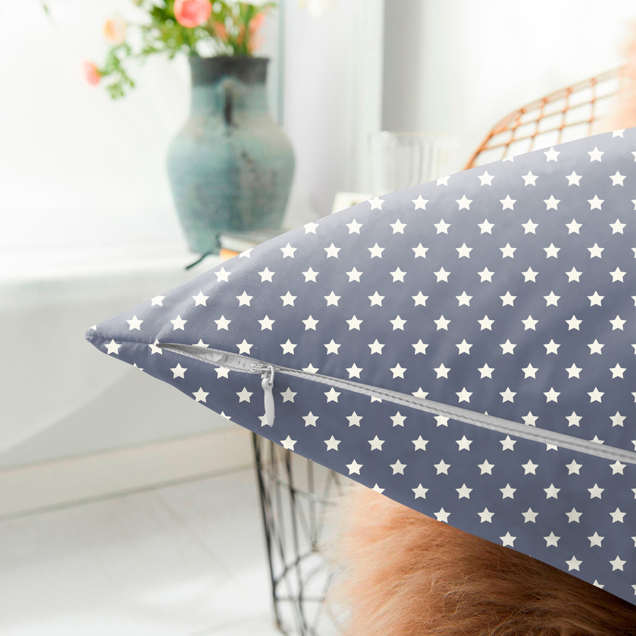 Spring Gallery Mist Blue Digital Printed Cushion Cover (Pack of 2)