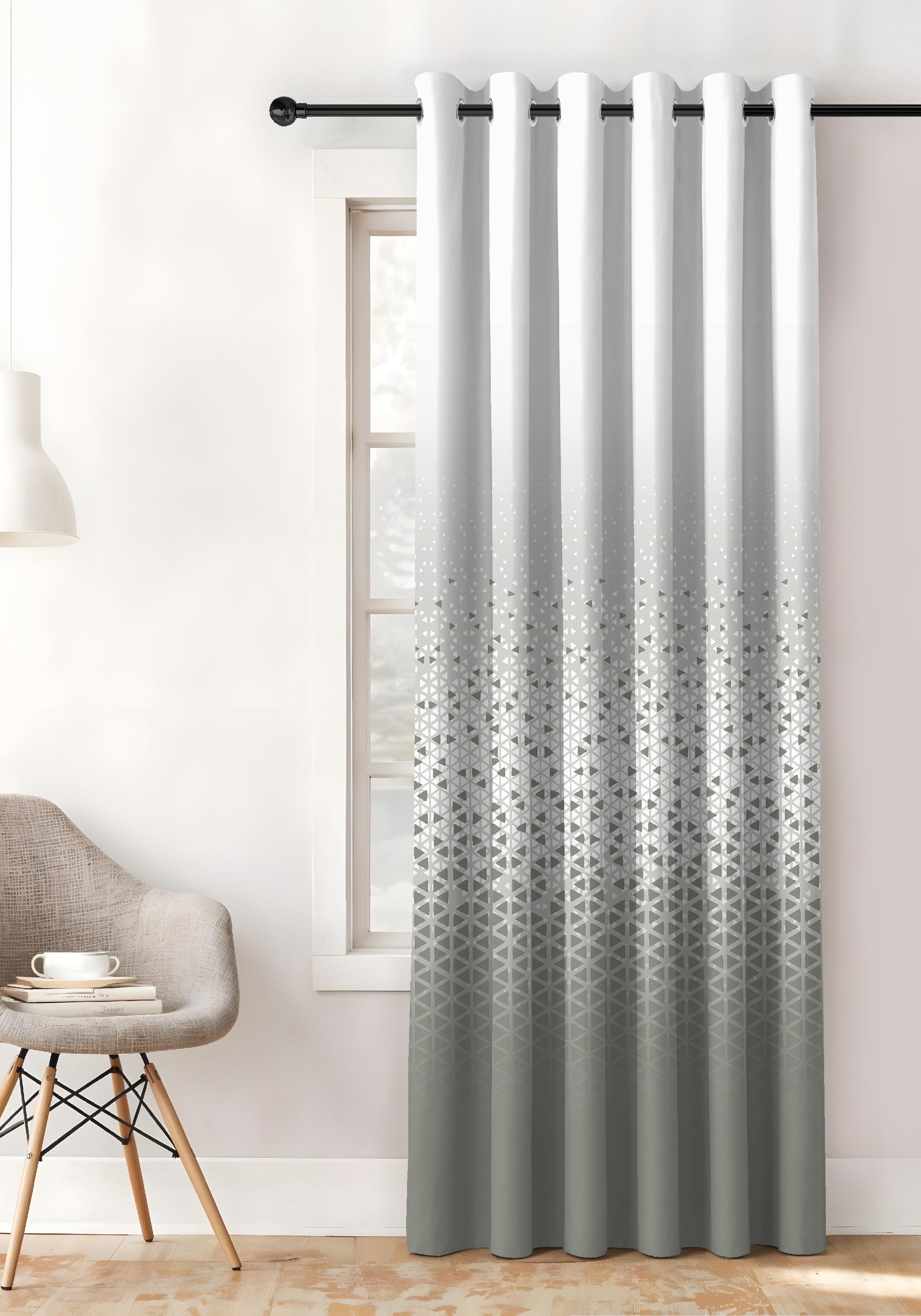 NEXUS MIST GREY PRINTED ROOM DARKENING CURTAIN