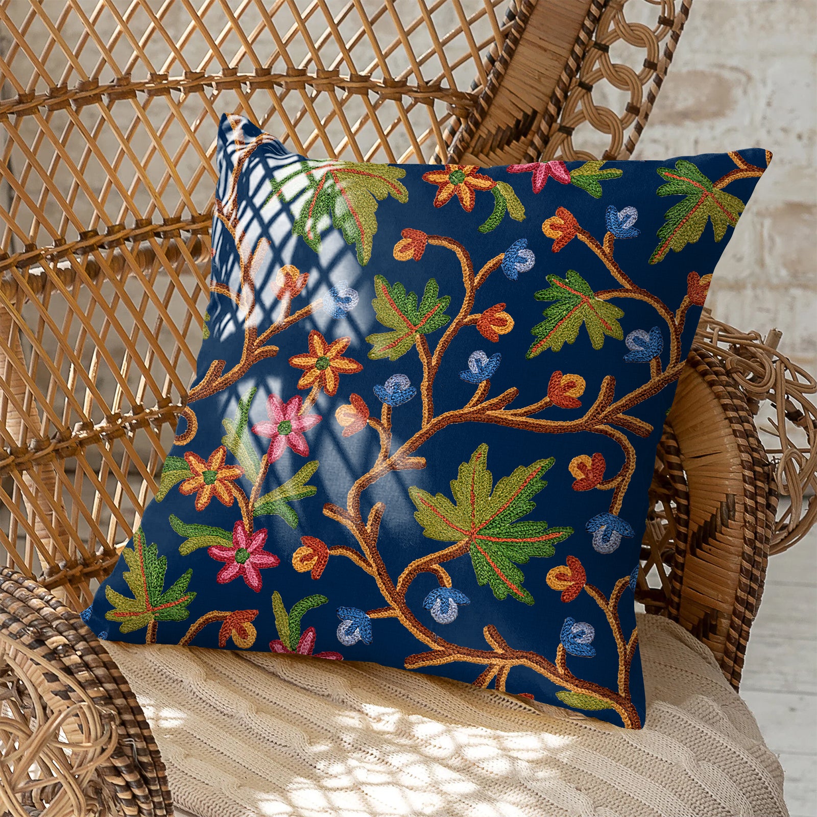 VAROSKI KASHMIRI NAVY DIGITAL PRINTED CUSHION COVER (Pack of 2)