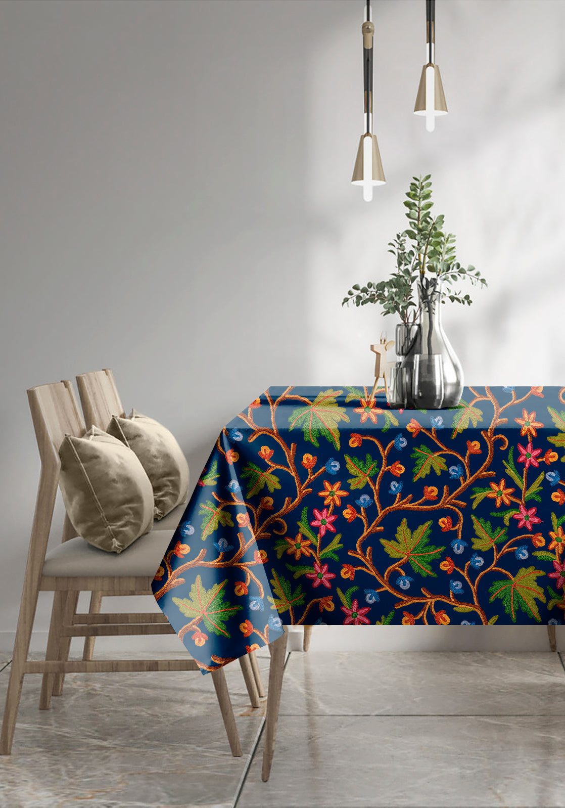 VAROSKI KASHMIRI NAVY TABLE CLOTH