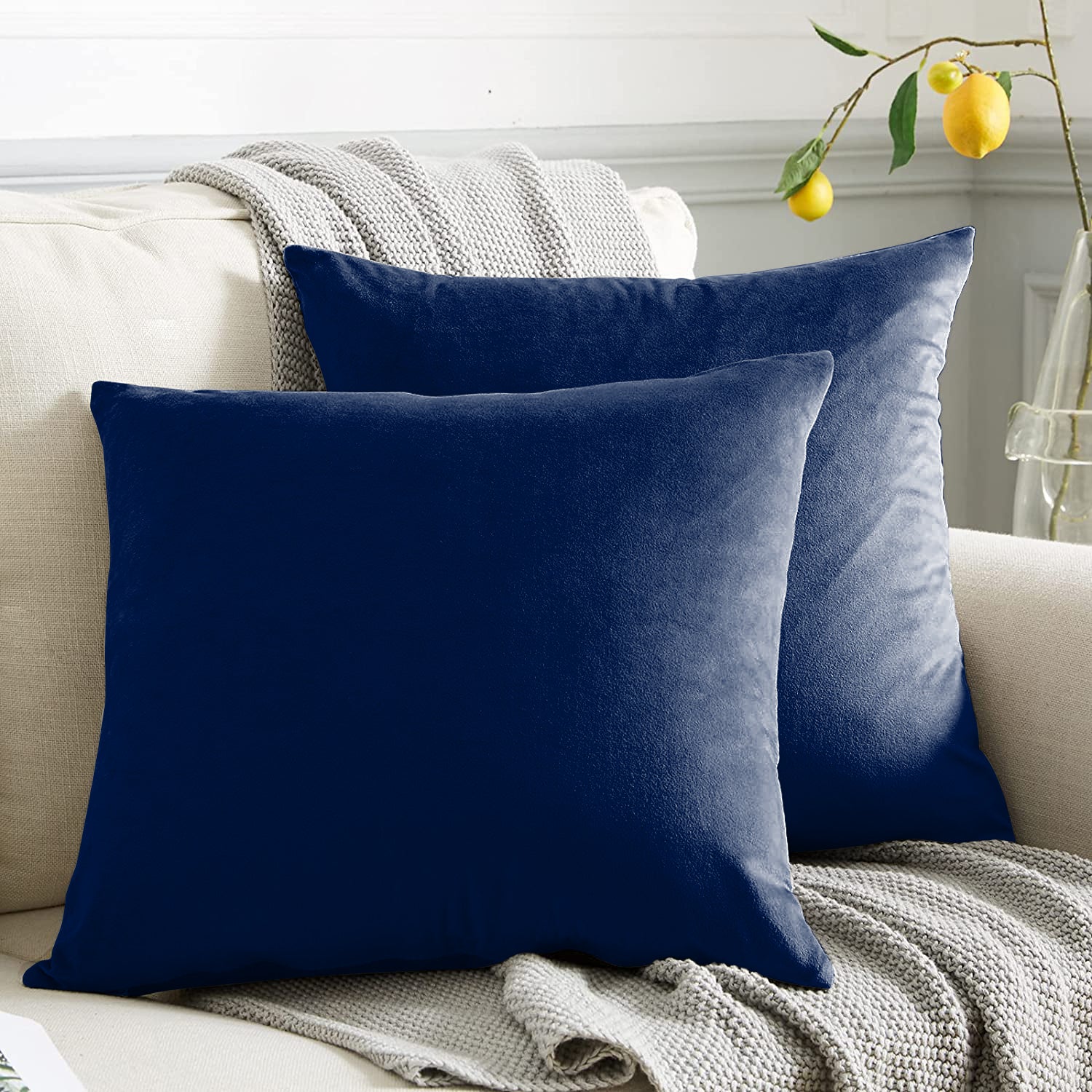 RAINBOW VELVET NAVY BLUE-48 CUSHION COVER (Pack of 2)