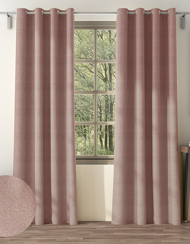 HERRINGBONE M-PINK PRINTED BLACKOUT CURTAIN